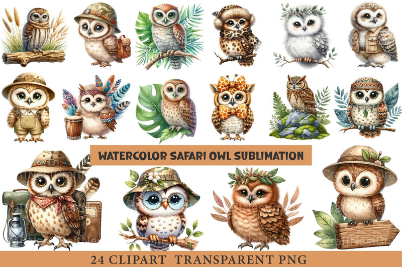 Safari Owl Clipart - CraftNest - Digital Crafting and Art