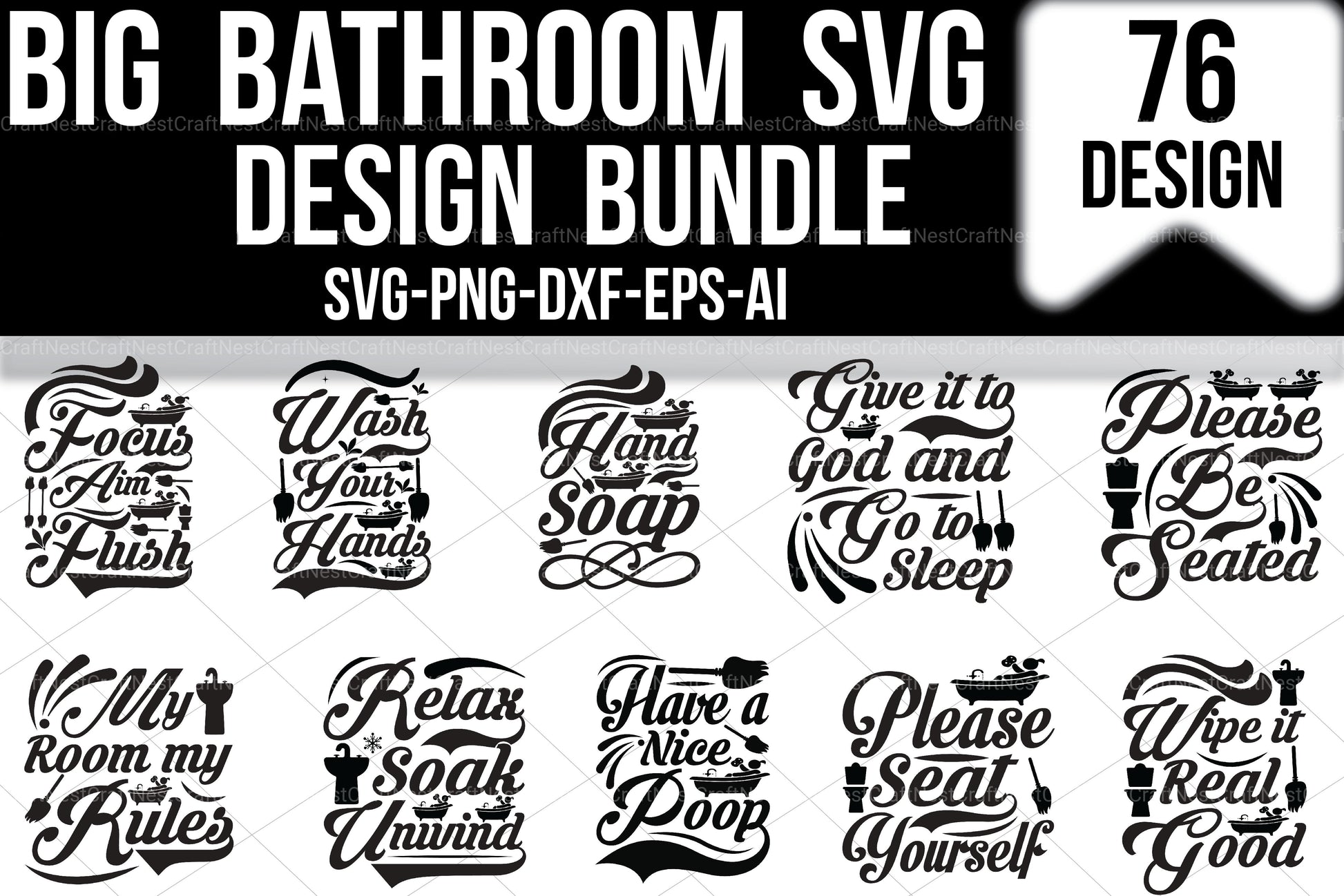 Big Bathroom SVG Bundle - CraftNest - Digital Crafting and Art