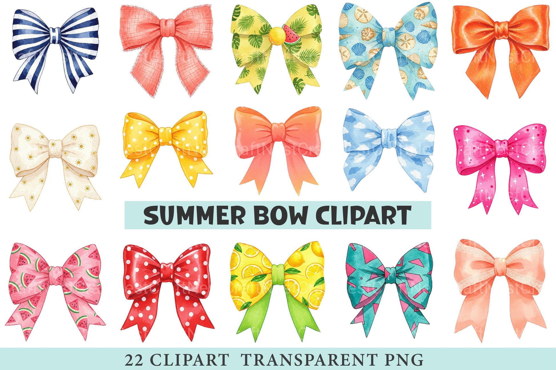 Summer Bow Clipart Bundle - CraftNest - Digital Crafting and Art