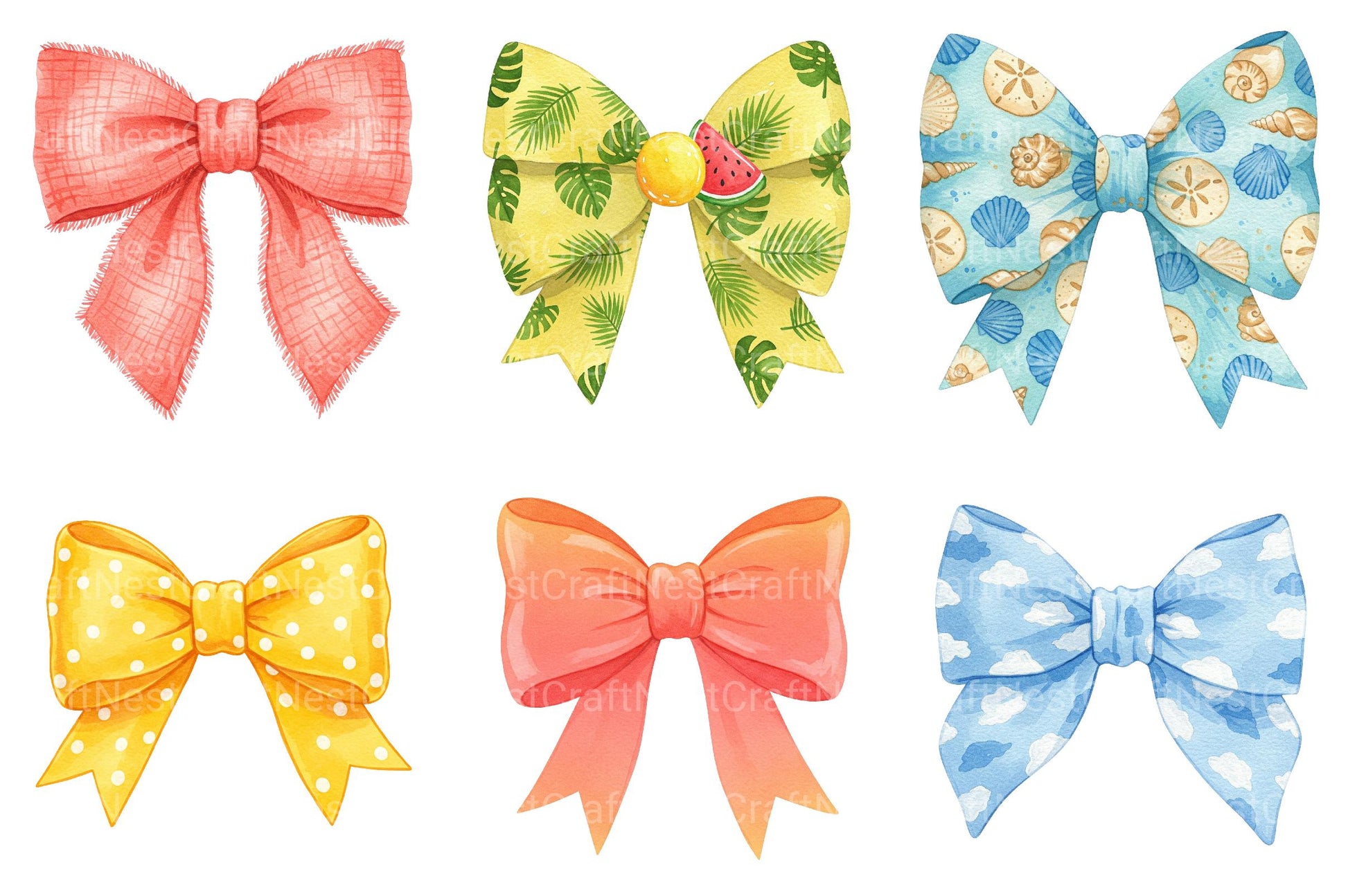 Summer Bow Clipart Bundle - CraftNest - Digital Crafting and Art