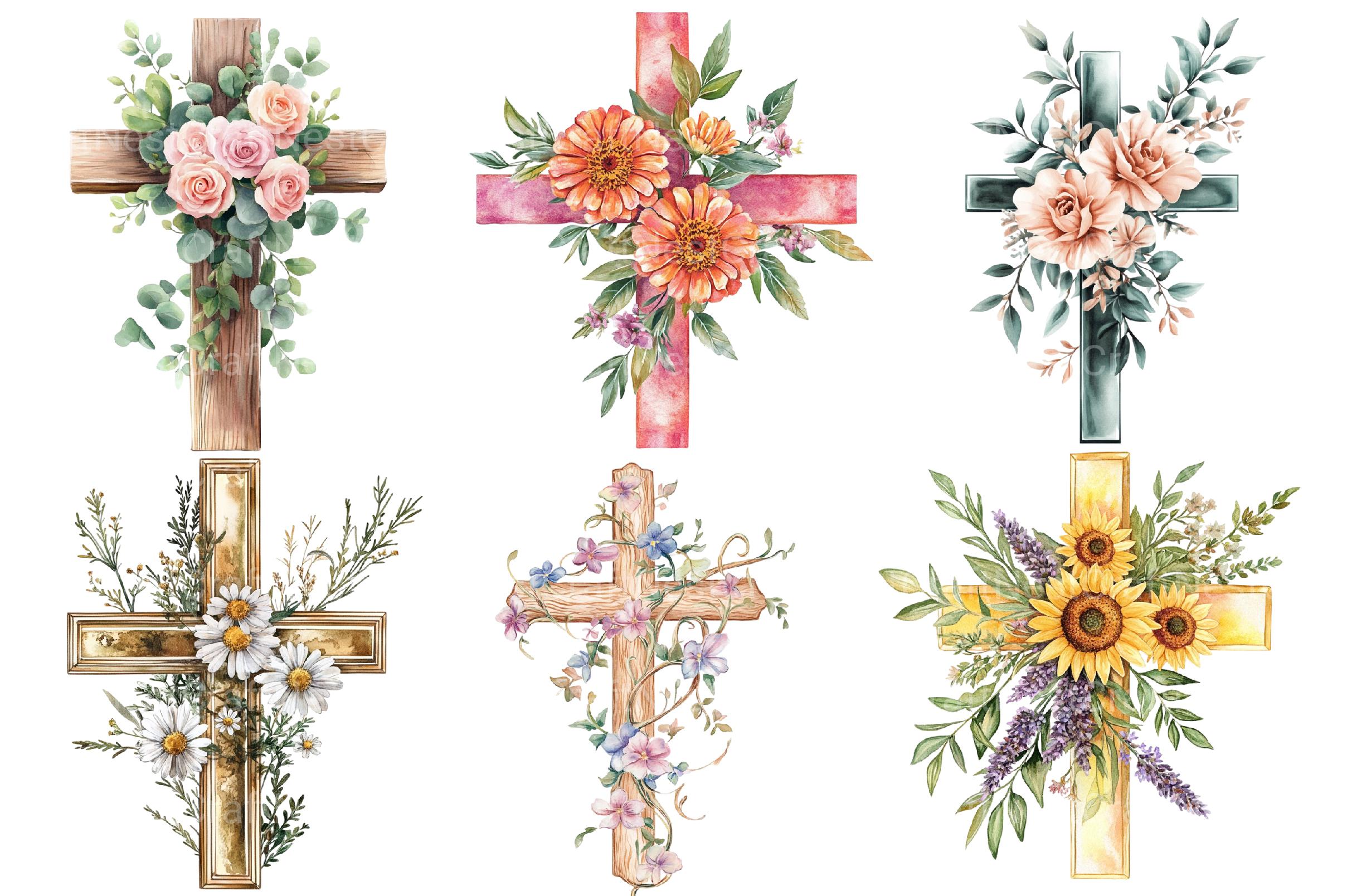 Summer Floral Cross Clipart - CraftNest - Digital Crafting and Art