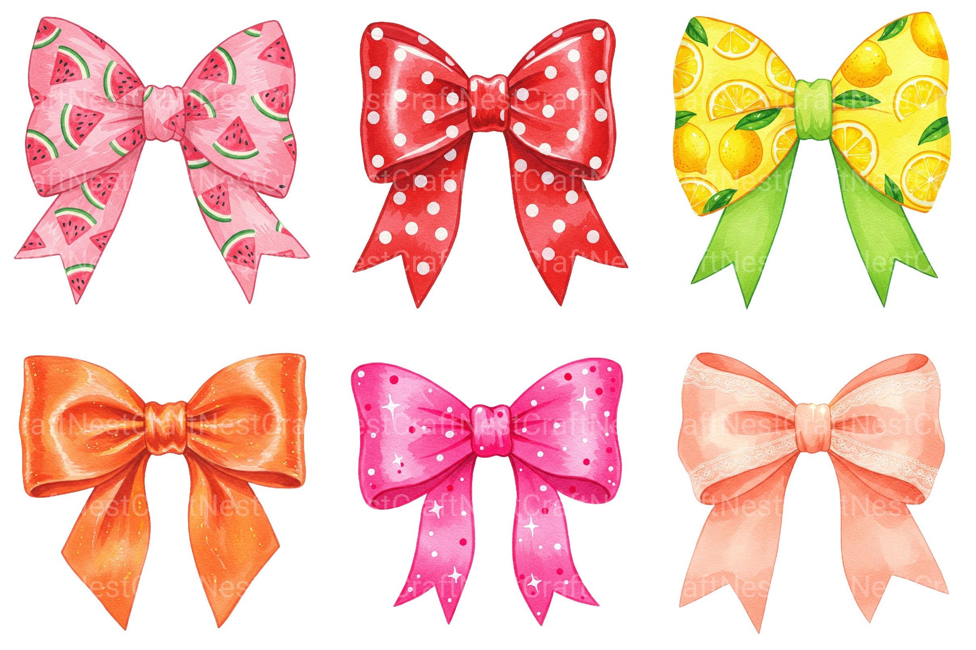 Summer Bow Clipart Bundle - CraftNest - Digital Crafting and Art