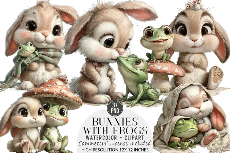 Bunnies and Frogs Clipart Bundle - CraftNest - Digital Crafting and Art