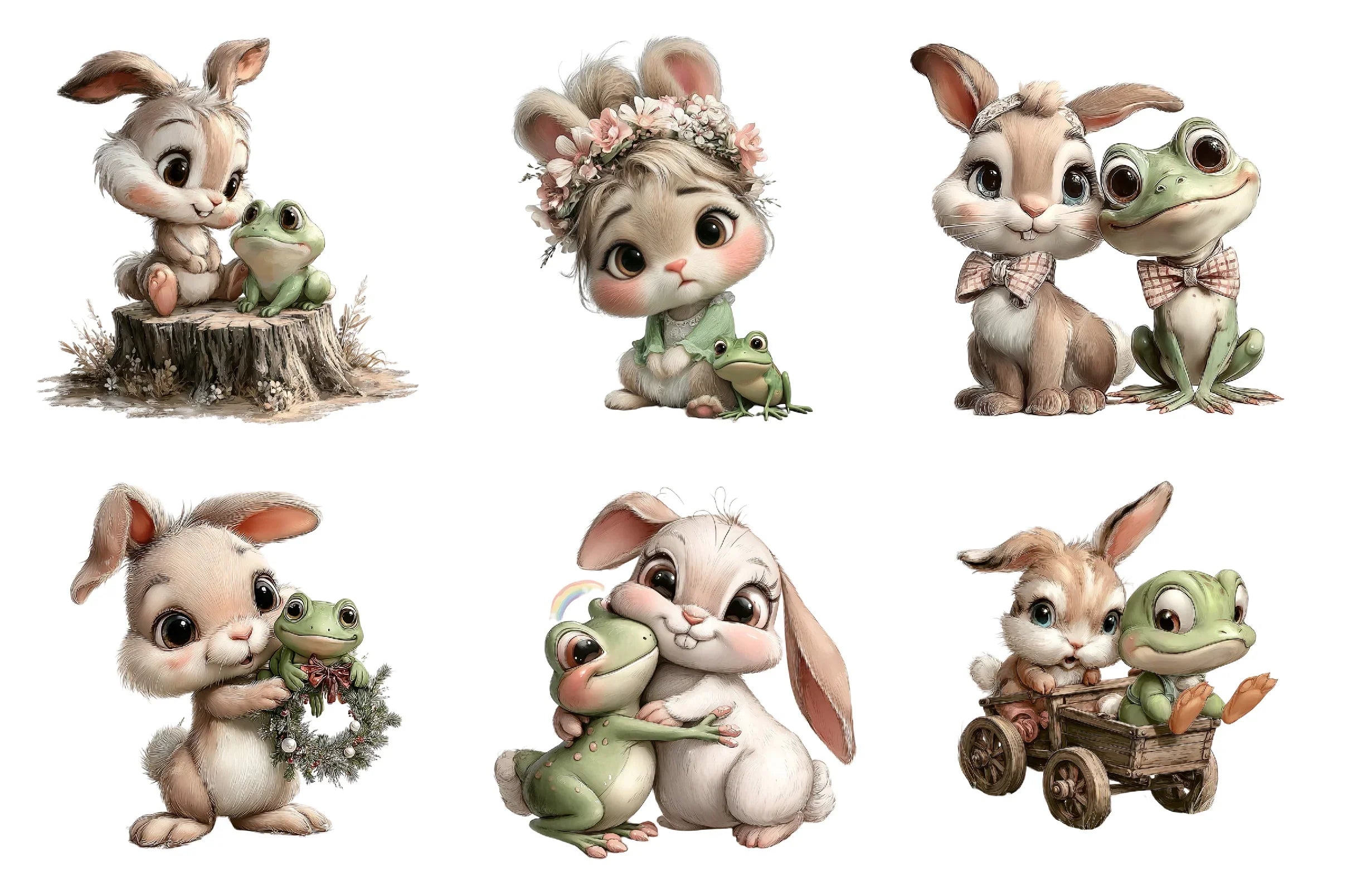 Bunnies and Frogs Clipart Bundle - CraftNest - Digital Crafting and Art