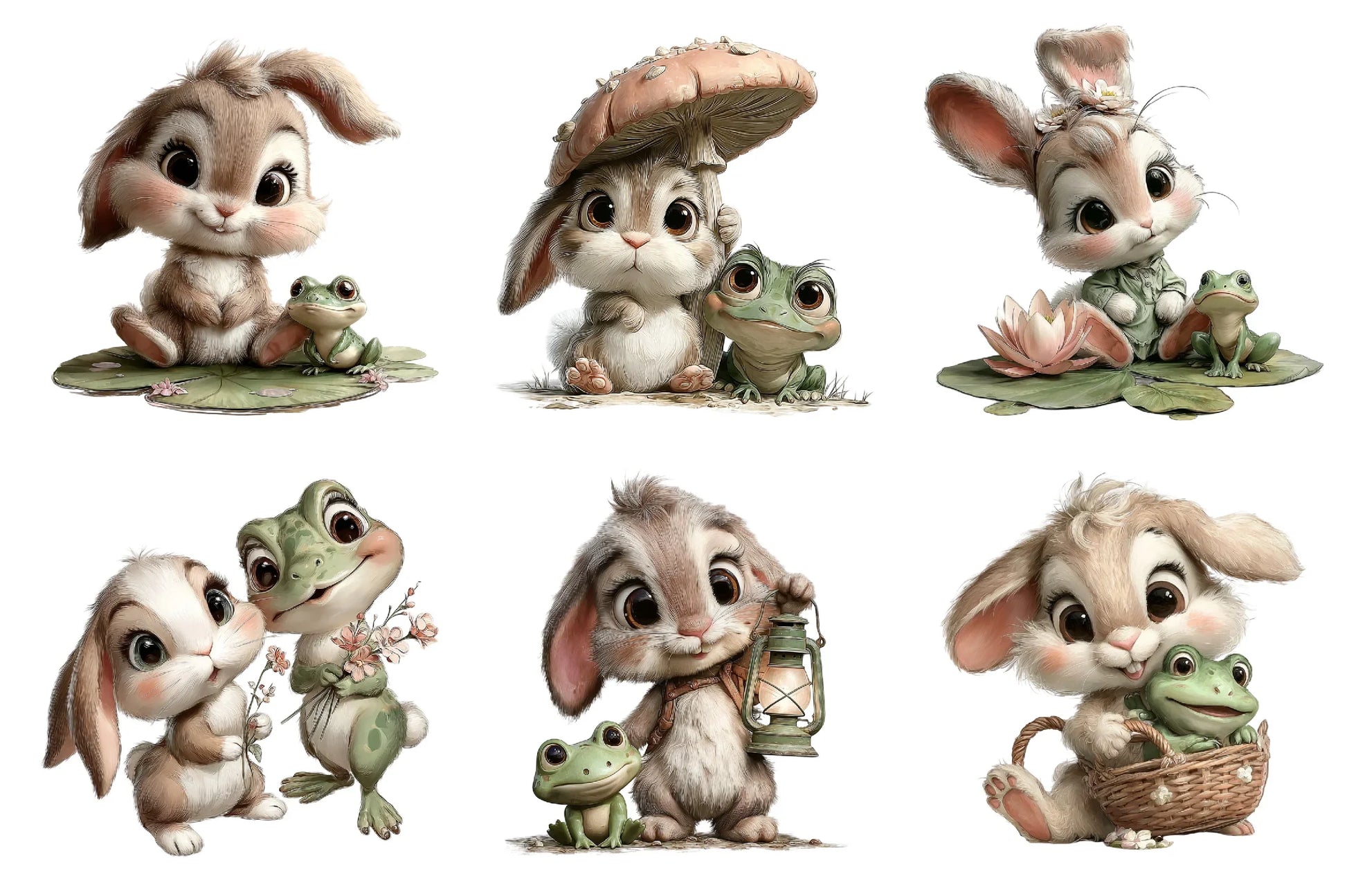 Bunnies and Frogs Clipart Bundle - CraftNest - Digital Crafting and Art