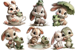 Bunnies and Frogs Clipart Bundle - CraftNest - Digital Crafting and Art