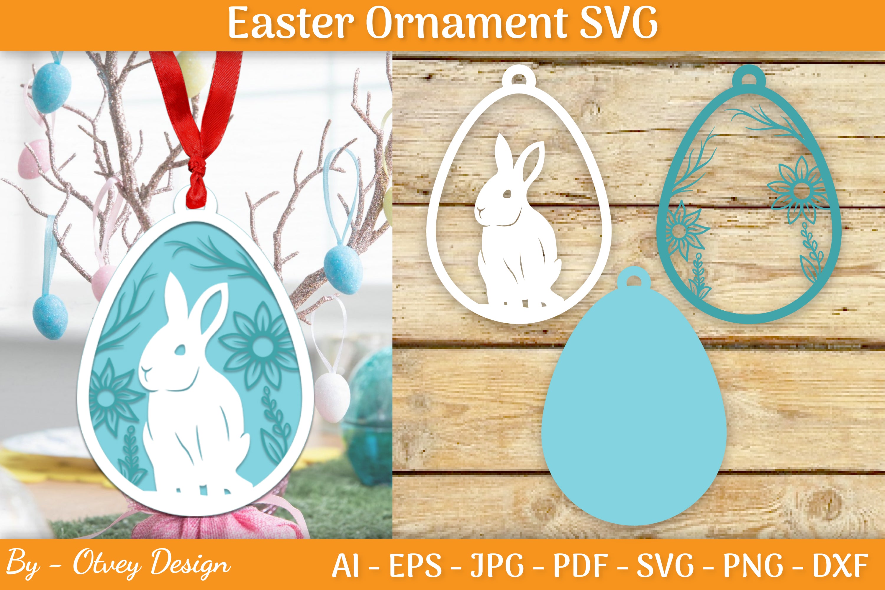 Bunny Easter Layered Ornaments SVG Bundle