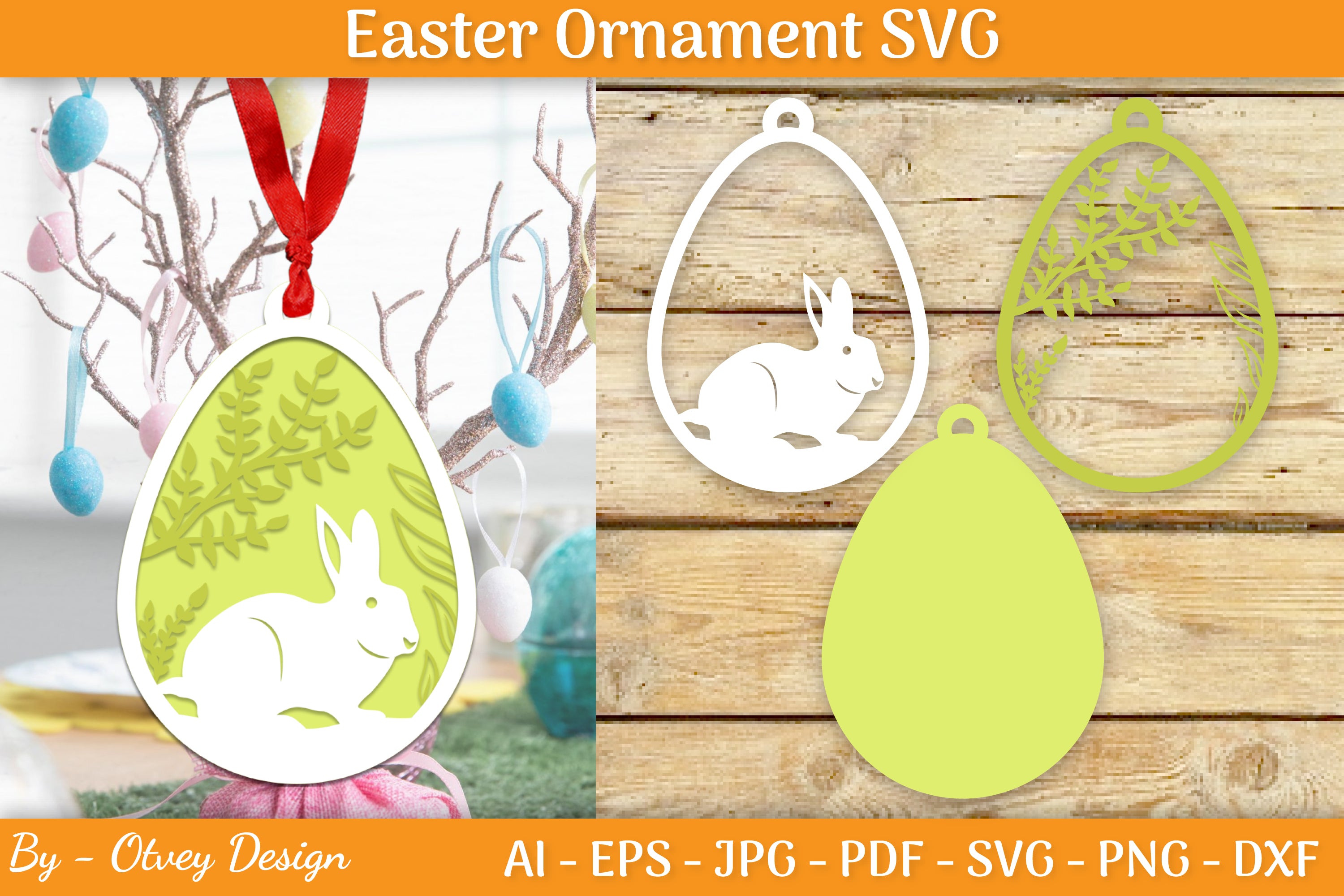 Bunny Easter Layered Ornaments SVG Bundle