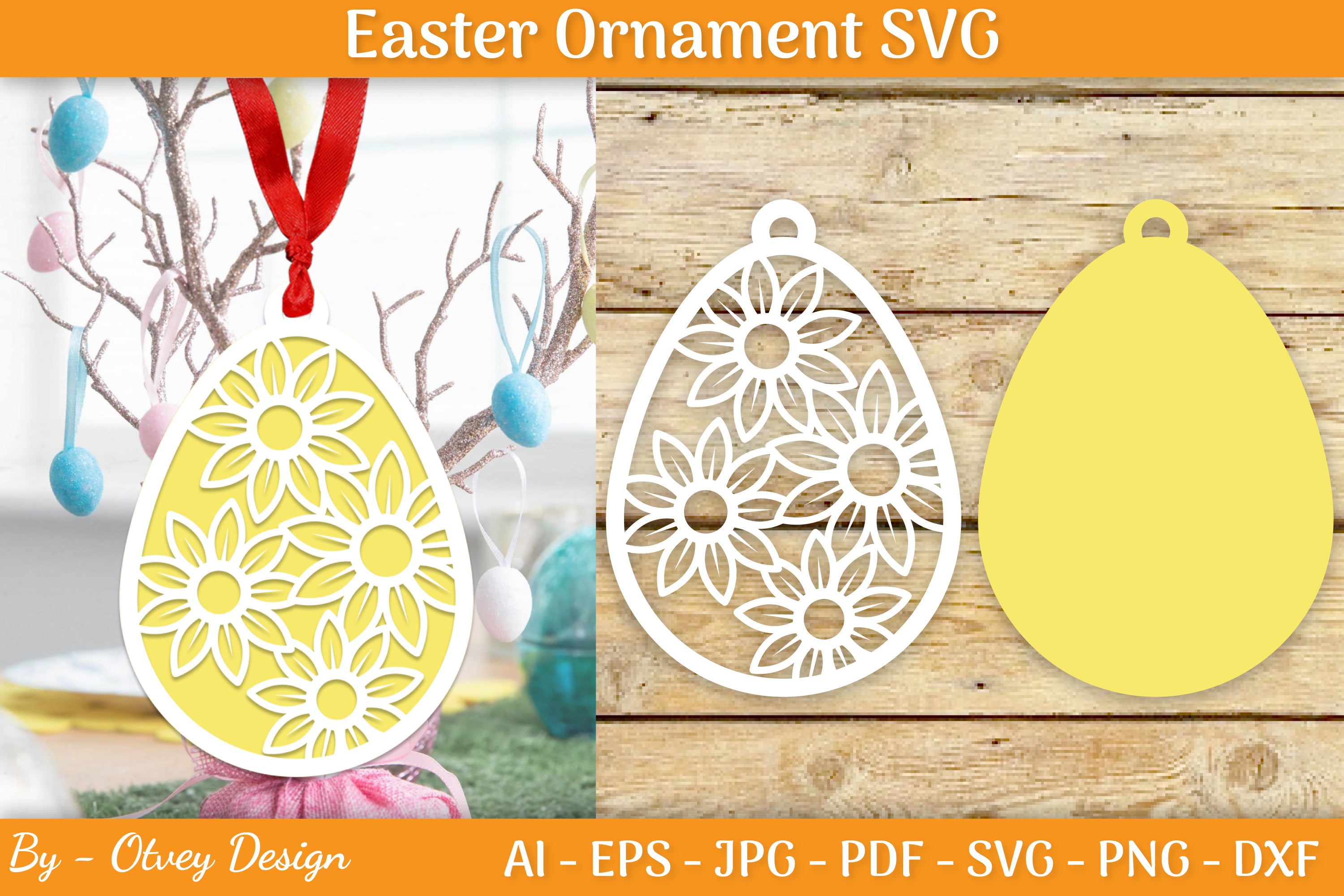Bunny Easter Layered Ornaments SVG Bundle