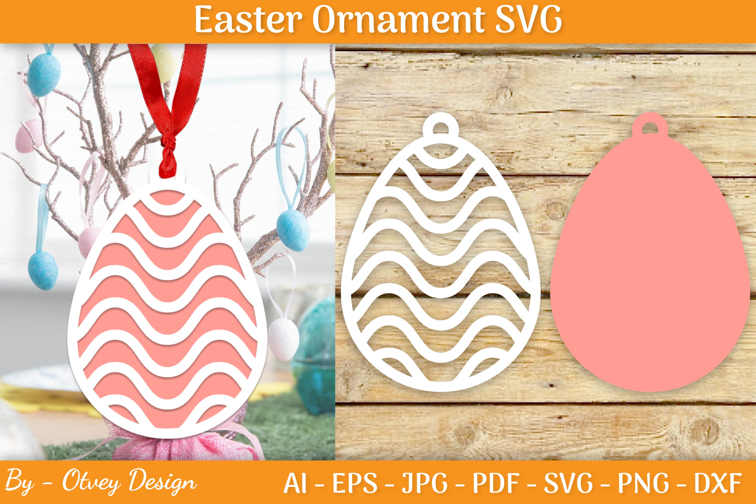 Bunny Easter Layered Ornaments SVG Bundle