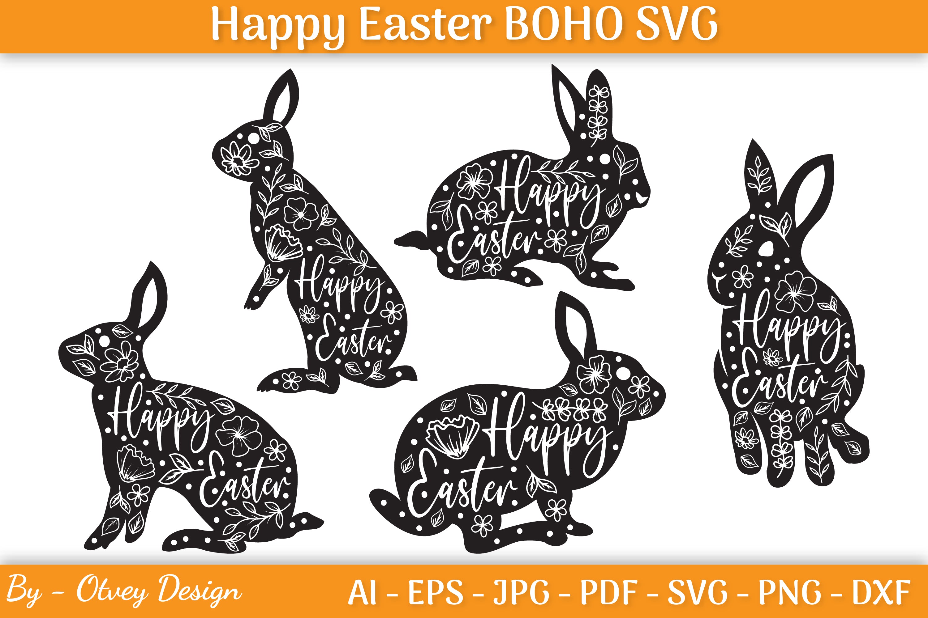 Bunny Easter Boho SVG Bundle