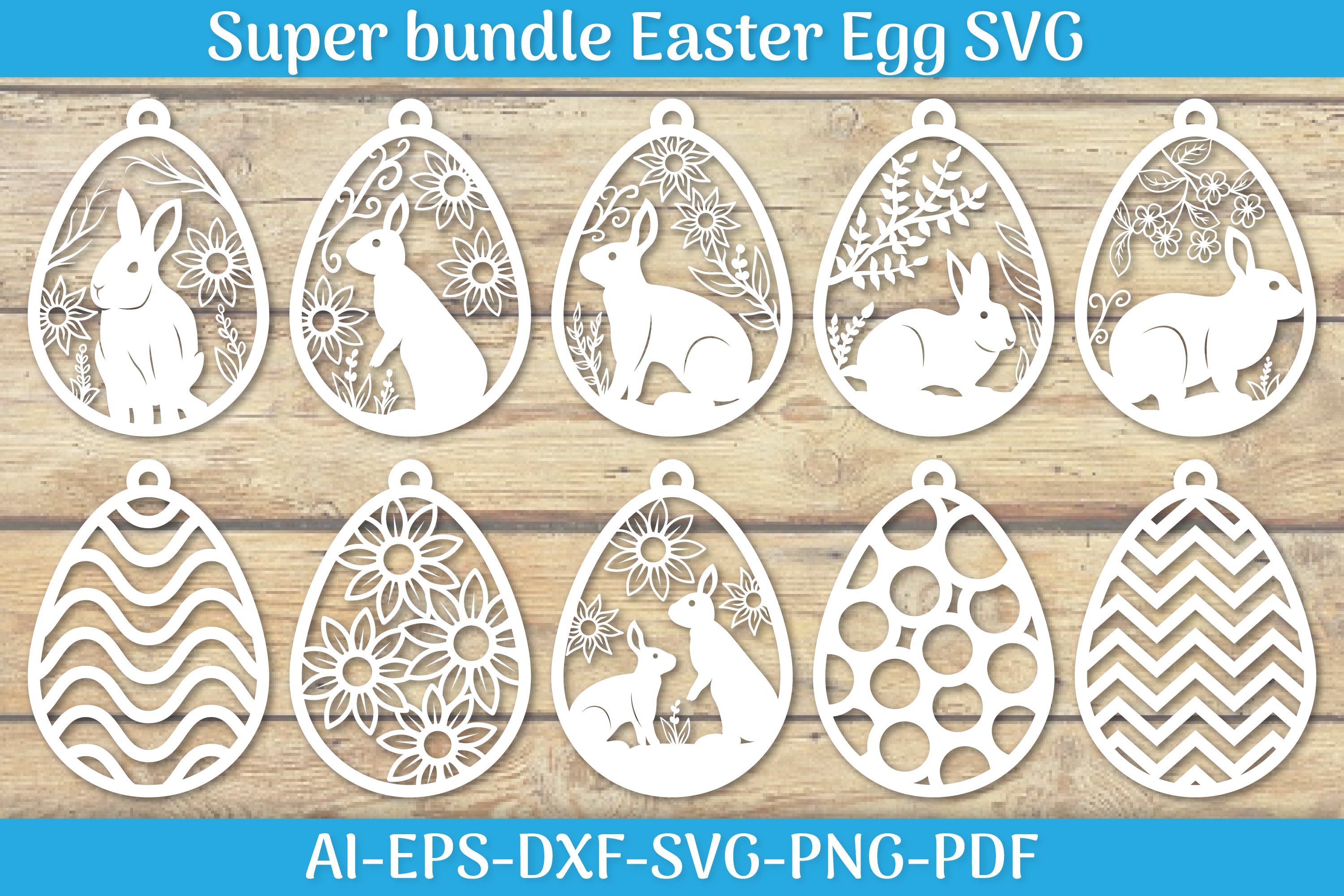 Bunny Easter Ornaments SVG Bundle