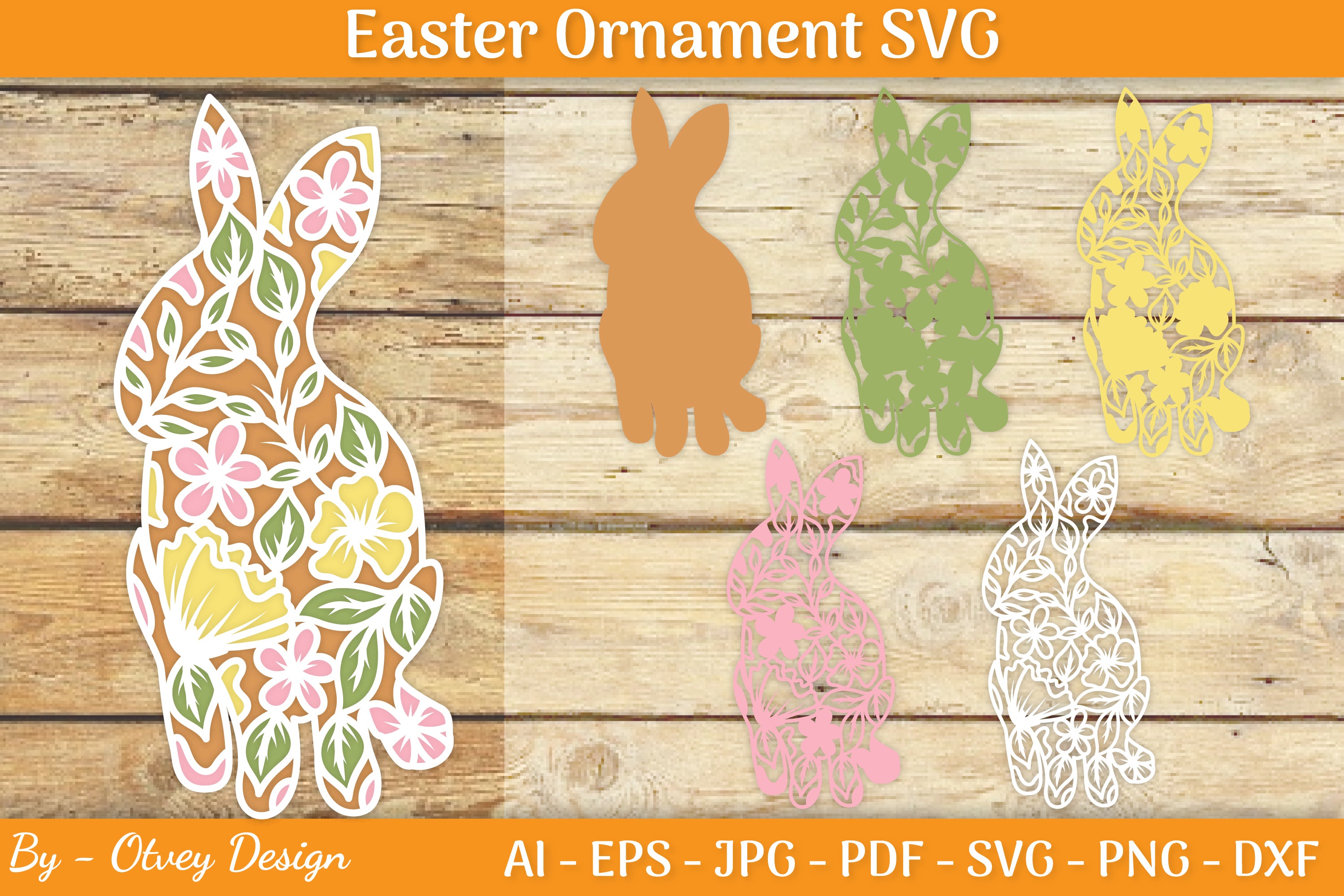 Bunny Flower Layered Papercut SVG Bundle