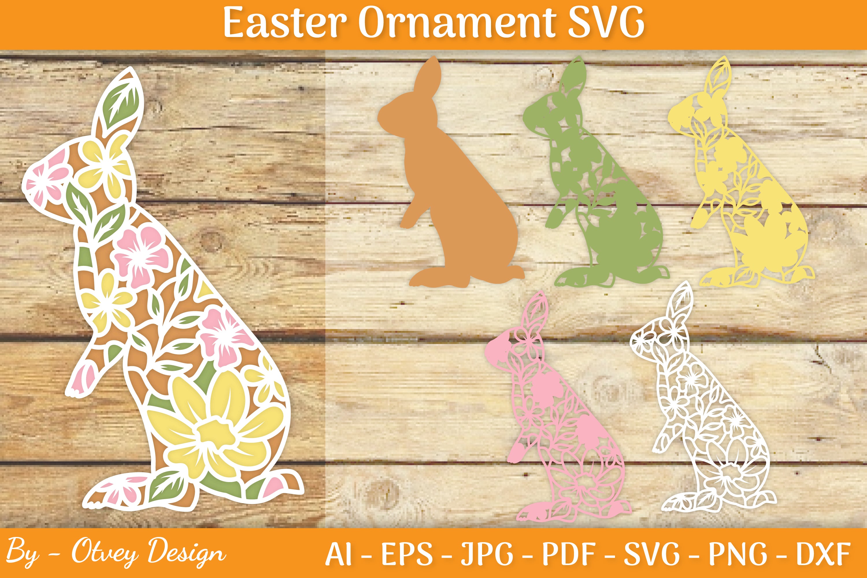 Bunny Flower Layered Papercut SVG Bundle