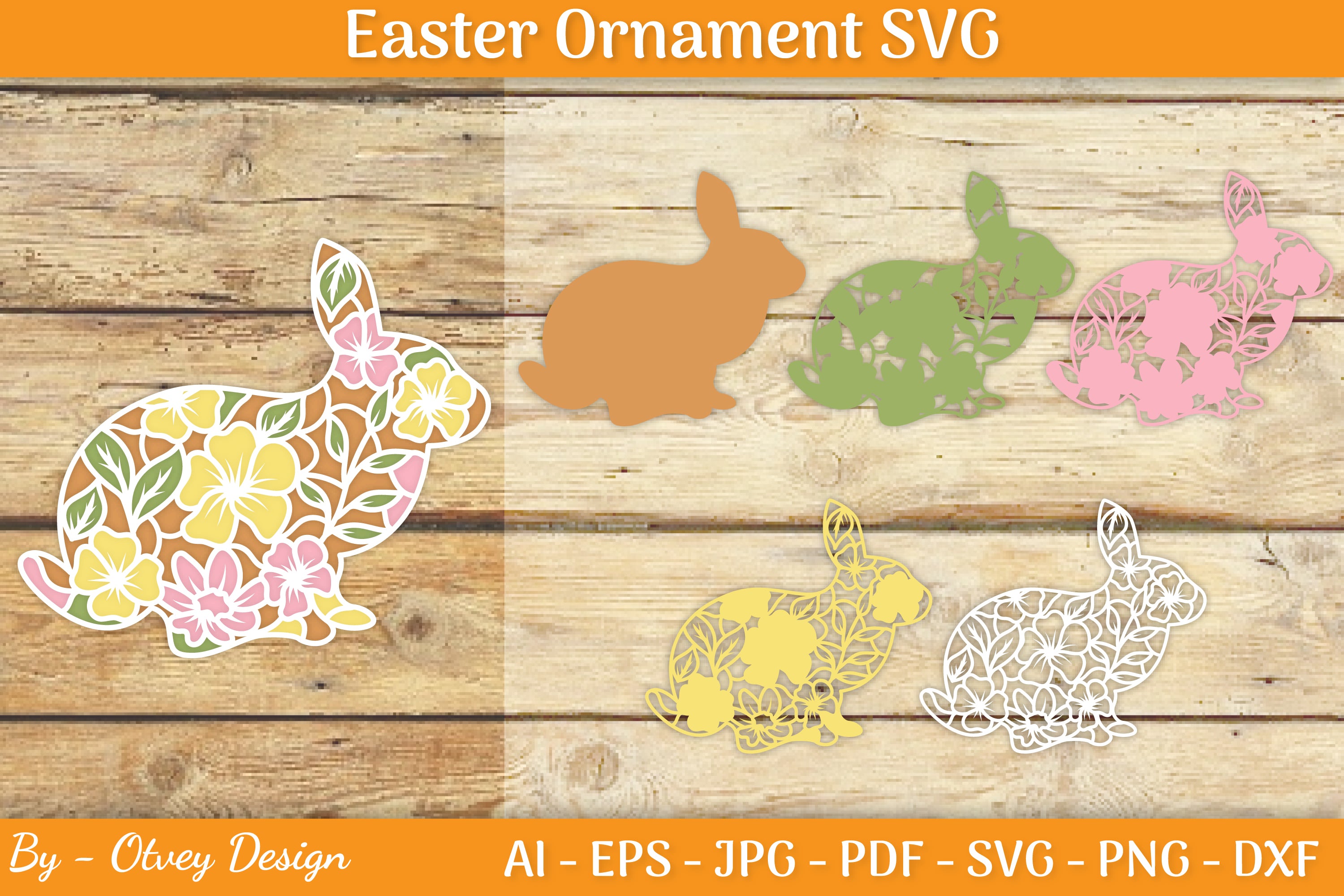Bunny Flower Layered Papercut SVG Bundle