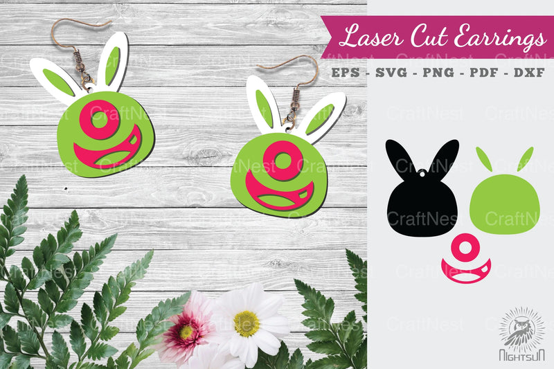 Bunny Monster Laser Cut Earrings Design Bundle - CraftNest - Digital Crafting and Art