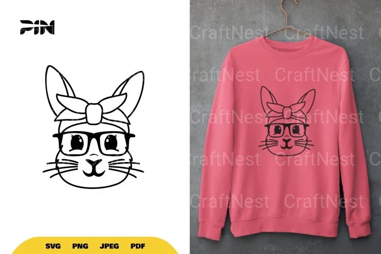 Bunny Wearing Bandana SVG Bundle - CraftNest - Digital Crafting and Art
