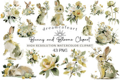 Bunny and Blooms Clipart Bundle - CraftNest - Digital Crafting and Art