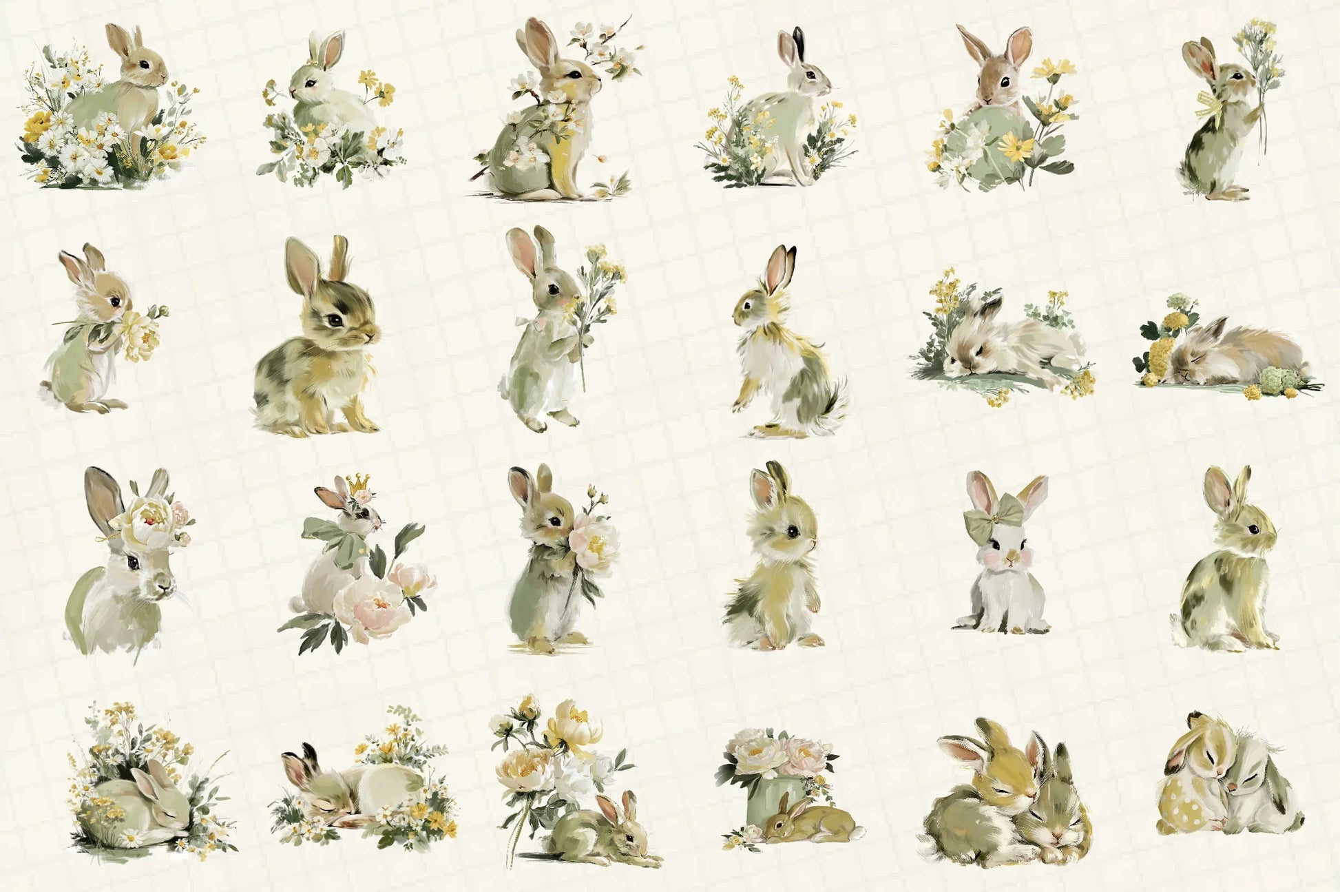 Bunny and Blooms Clipart Bundle - CraftNest - Digital Crafting and Art