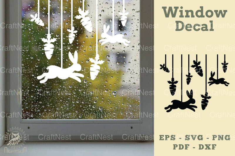 Bunny and Carrot Window Decal Clipart Bundle - CraftNest - Digital Crafting and Art
