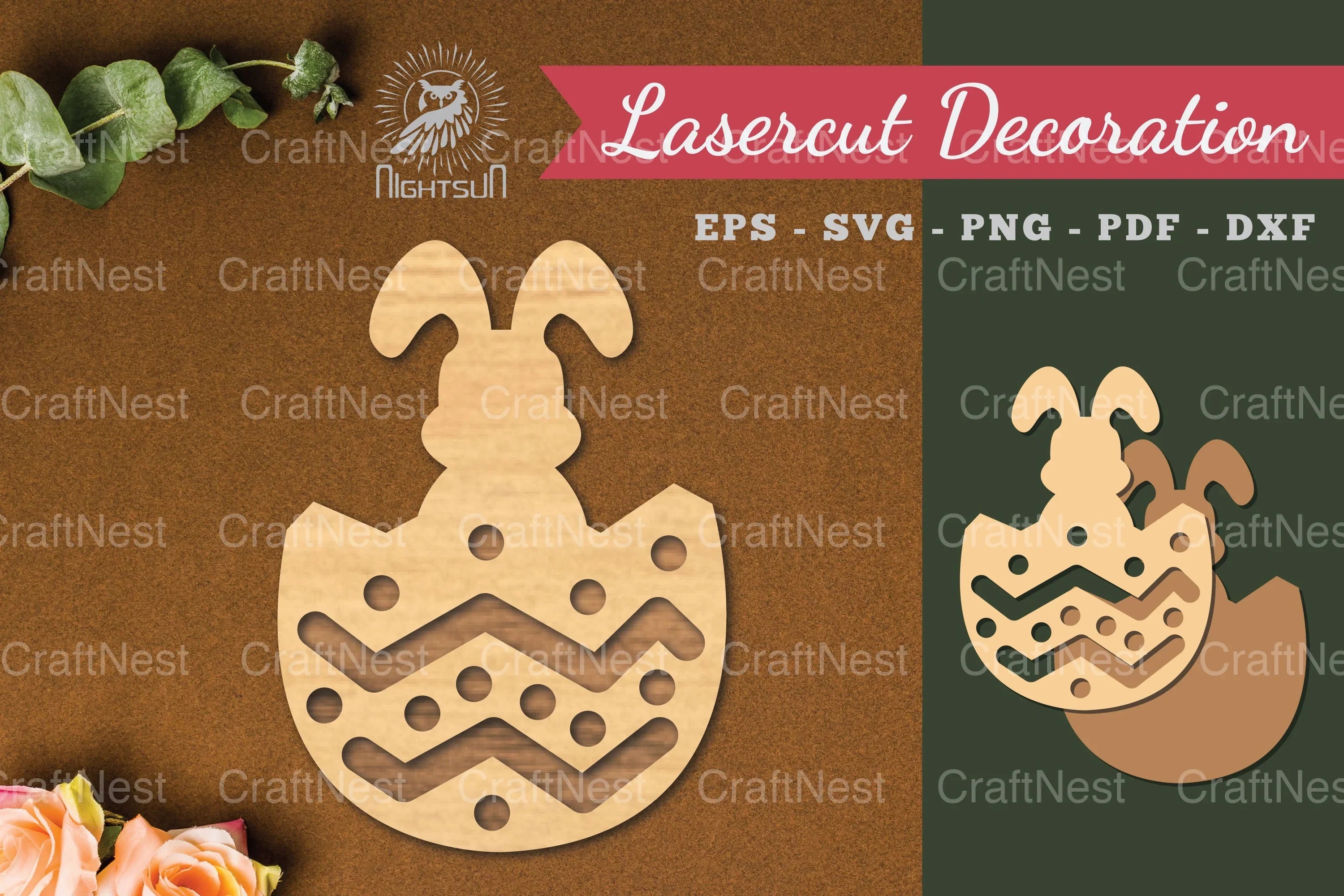 Bunny in Egg Laser Cut Decoration Clipart Bundle - CraftNest - Digital Crafting and Art