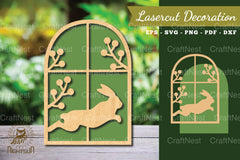 Bunny in the Window Laser Cut Decoration Clipart - CraftNest - Digital Crafting and Art