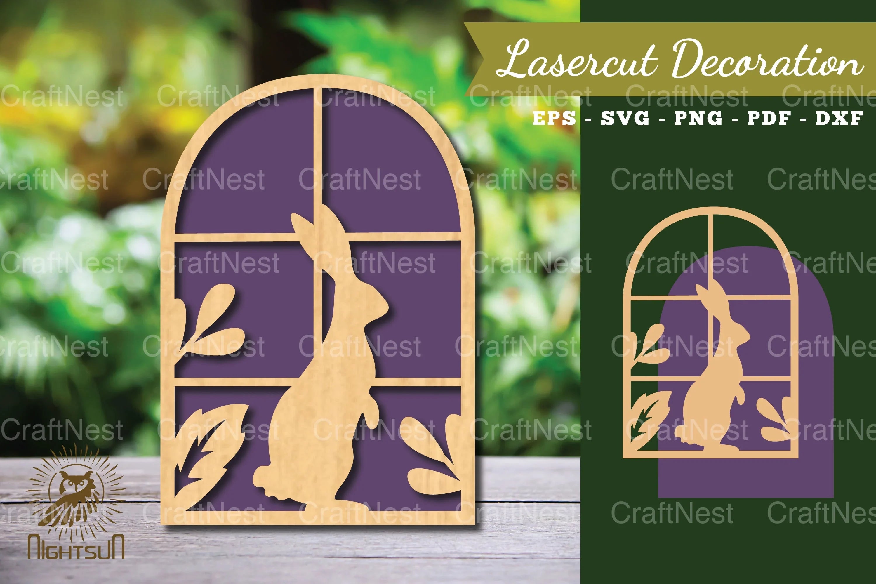Bunny in the Window Laser Cut Decoration Clipart - CraftNest - Digital Crafting and Art