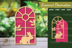Bunny in the Window Laser Cut Decoration Clipart Bundle - CraftNest - Digital Crafting and Art