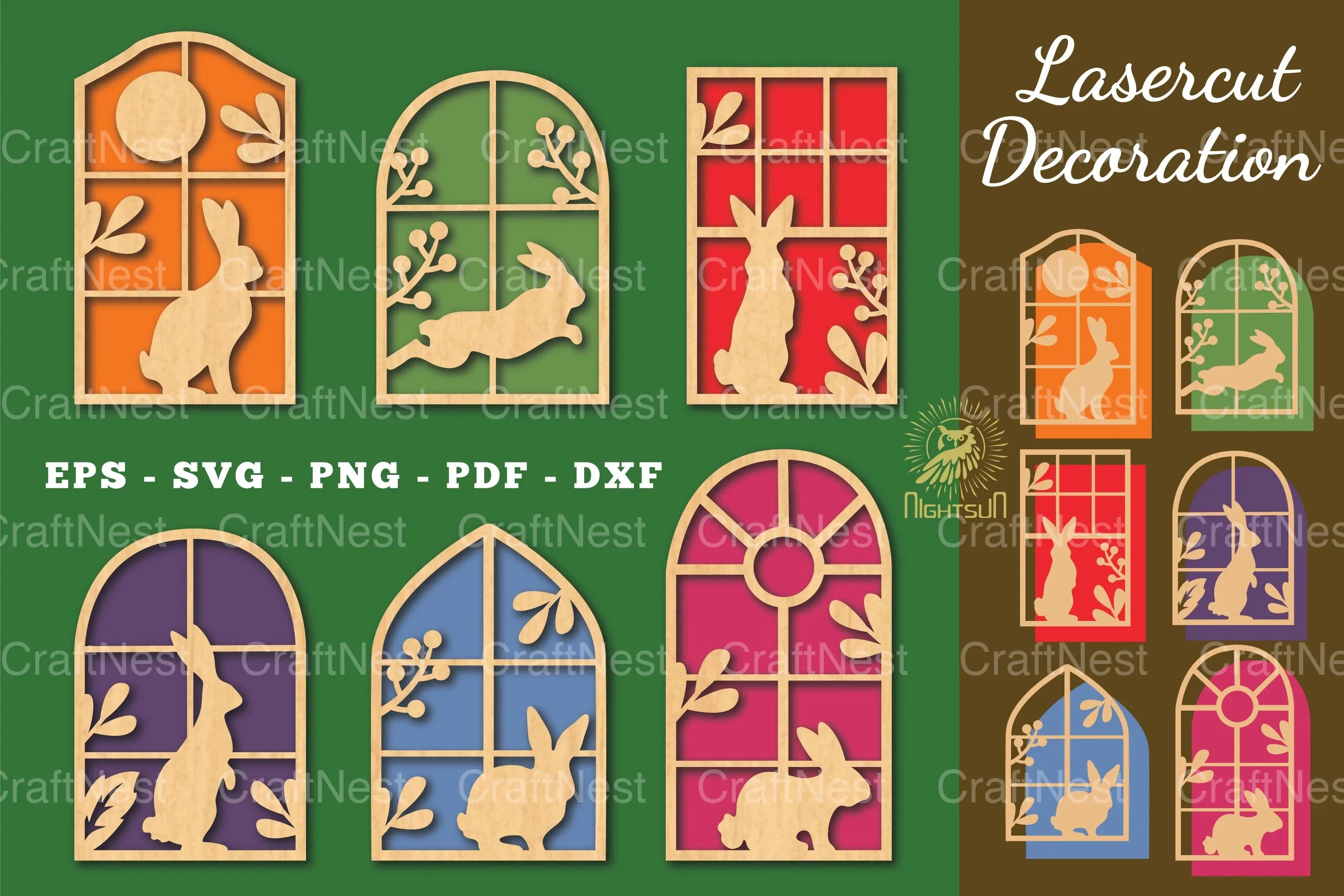 Bunny in The Window Laser Cut Decoration Bundle - CraftNest - Digital Crafting and Art