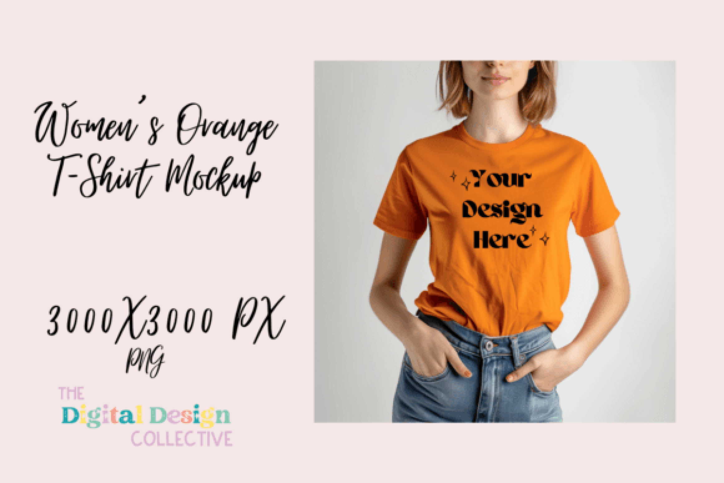 Women's Orange T-shirt Mockup