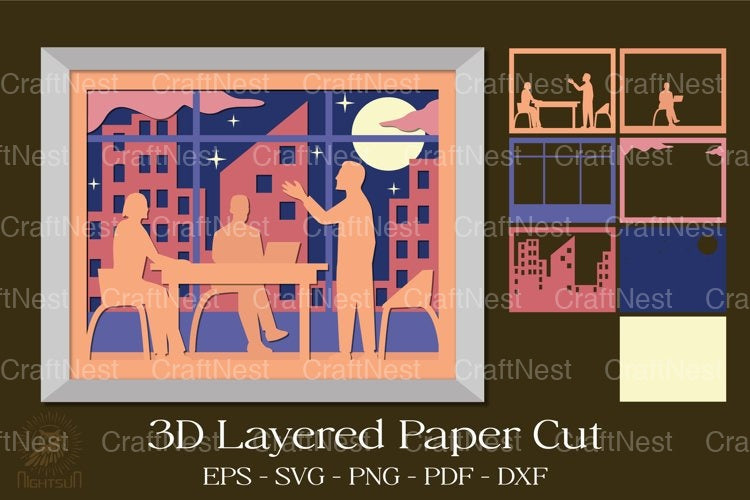 Business Meeting 3D Layered Papercut Clipart Bundle - CraftNest - Digital Crafting and Art