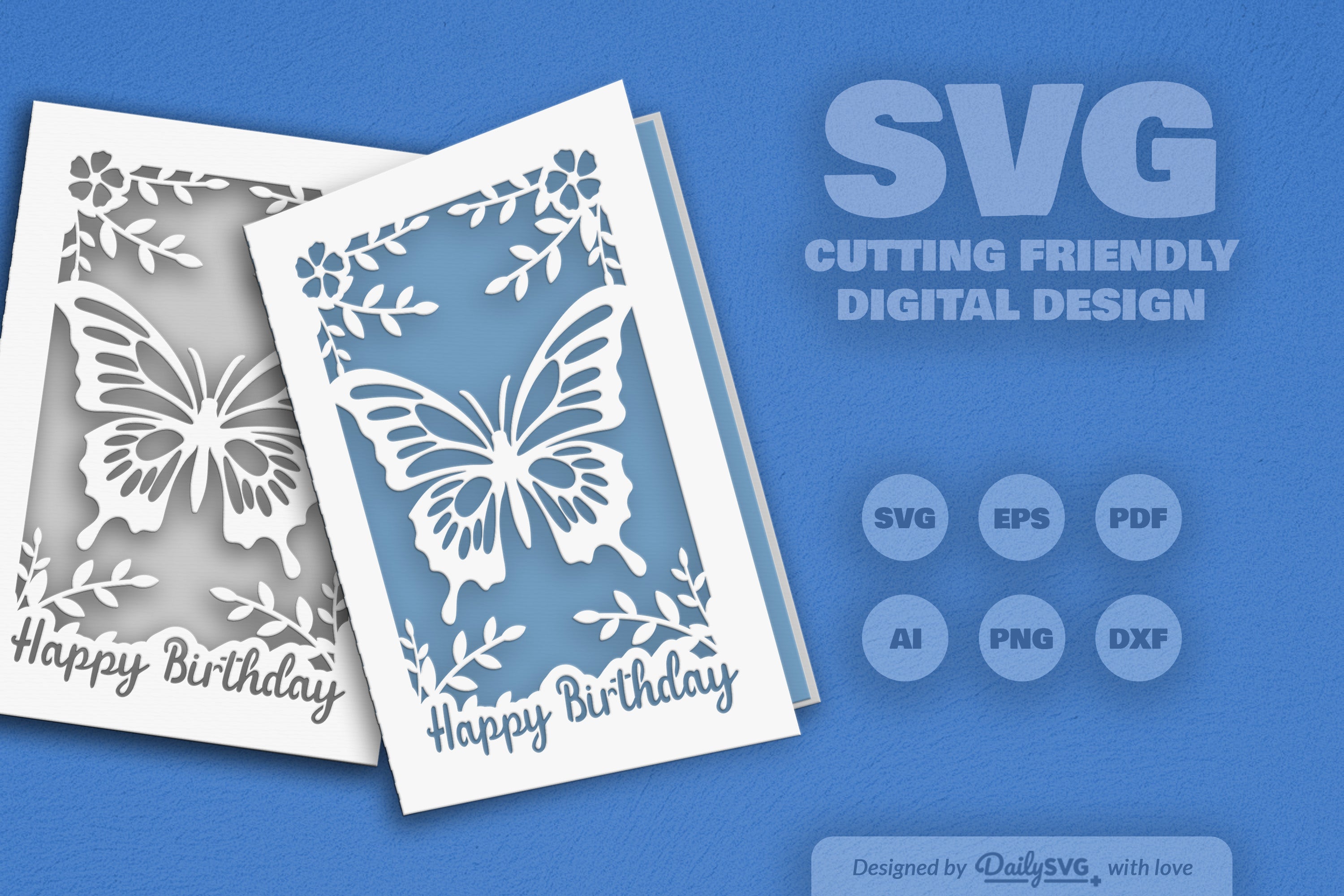 Butterfly Birthday Greeting Card Clipart SVG Bundle