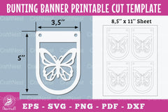 Butterfly Bunting Banner Printable Template Bundle - CraftNest - Digital Crafting and Art