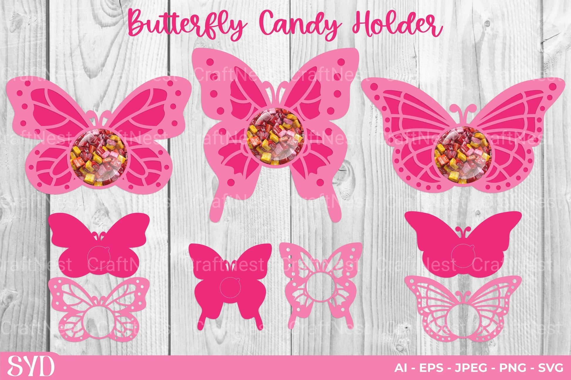 Butterfly Candy Holder SVG Bundle Clipart - CraftNest - Digital Crafting and Art