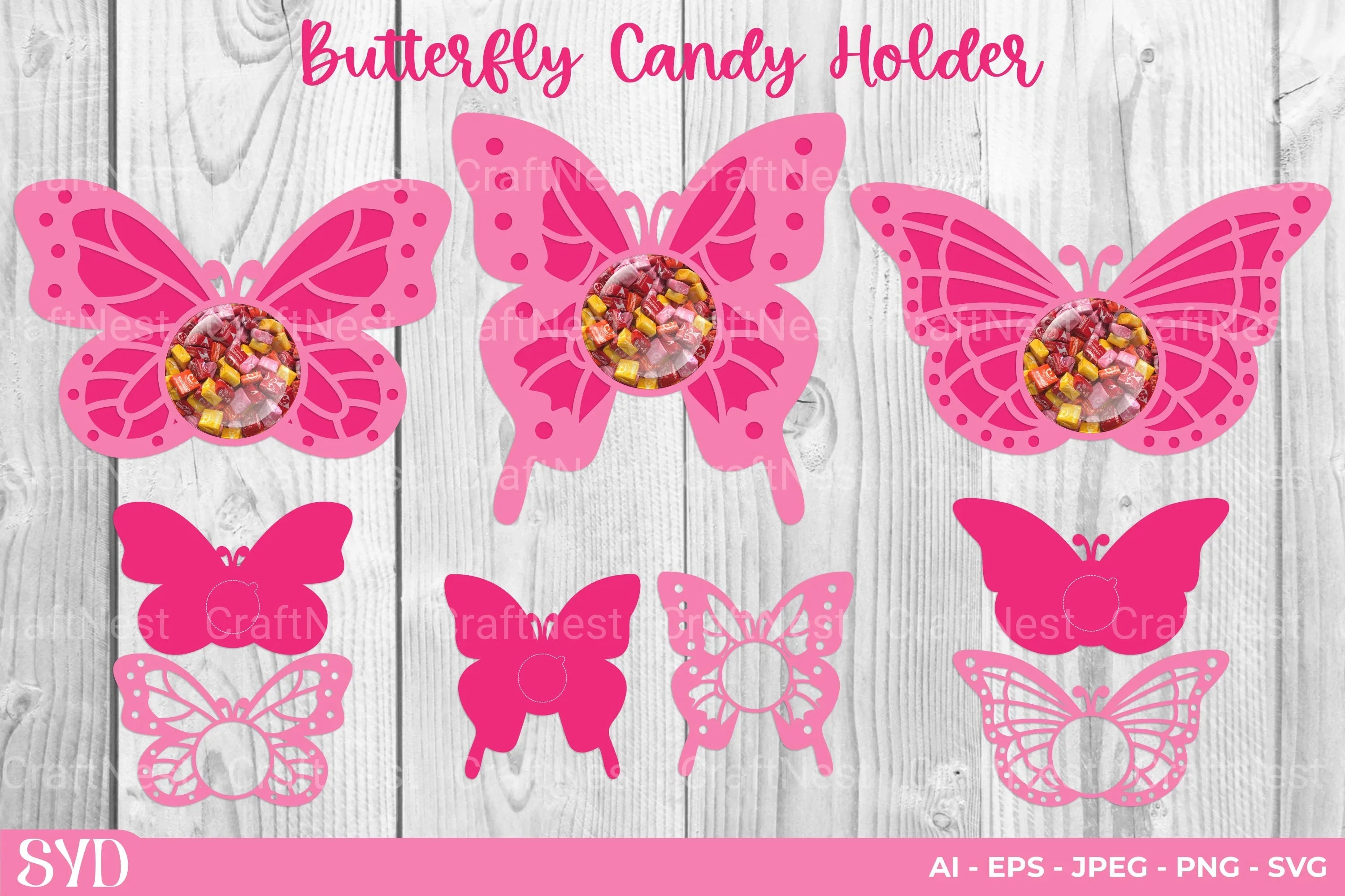 Butterfly Candy Holder SVG Bundle Clipart - CraftNest - Digital Crafting and Art