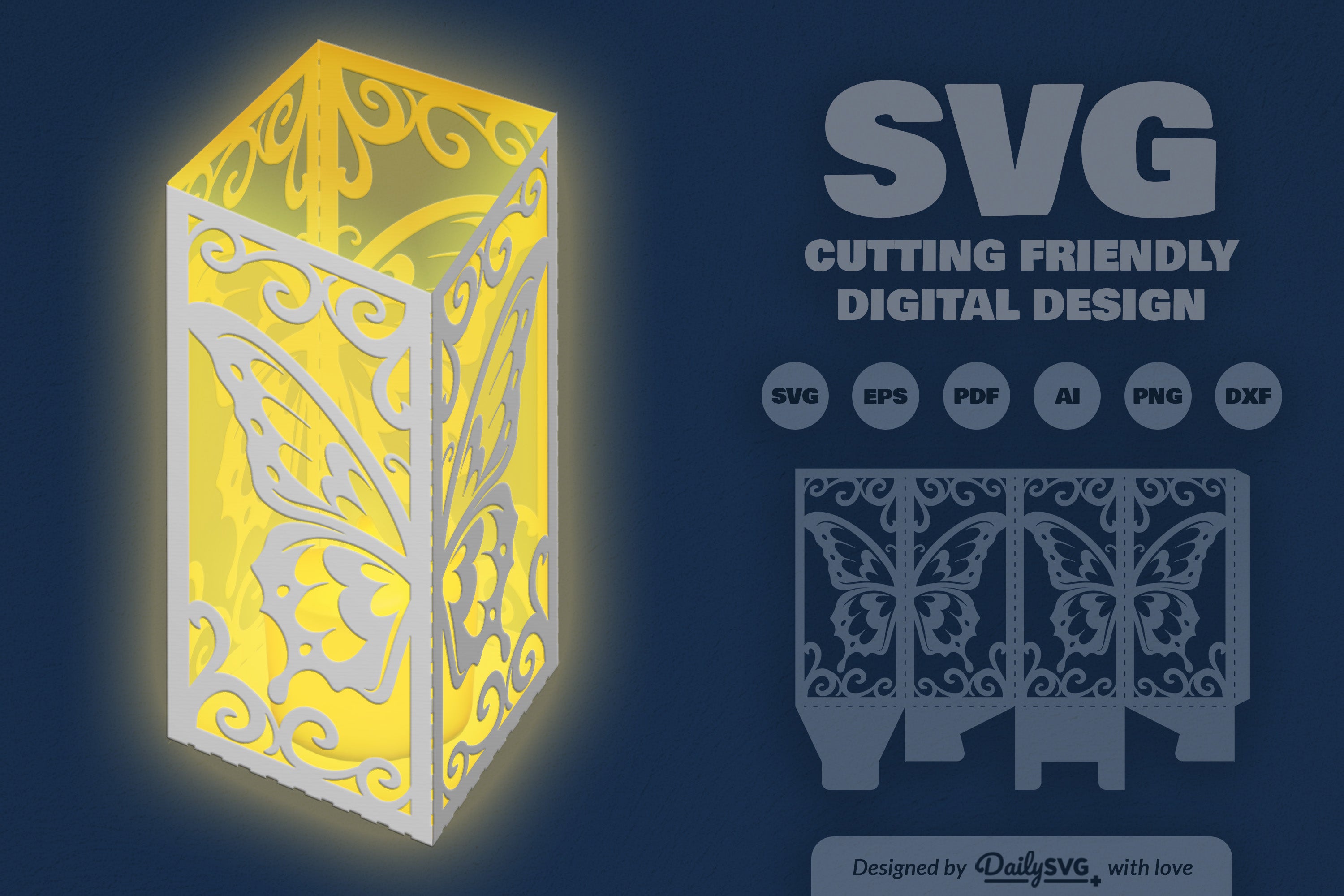 Butterfly Decorative Lantern Paper Cut Clipart