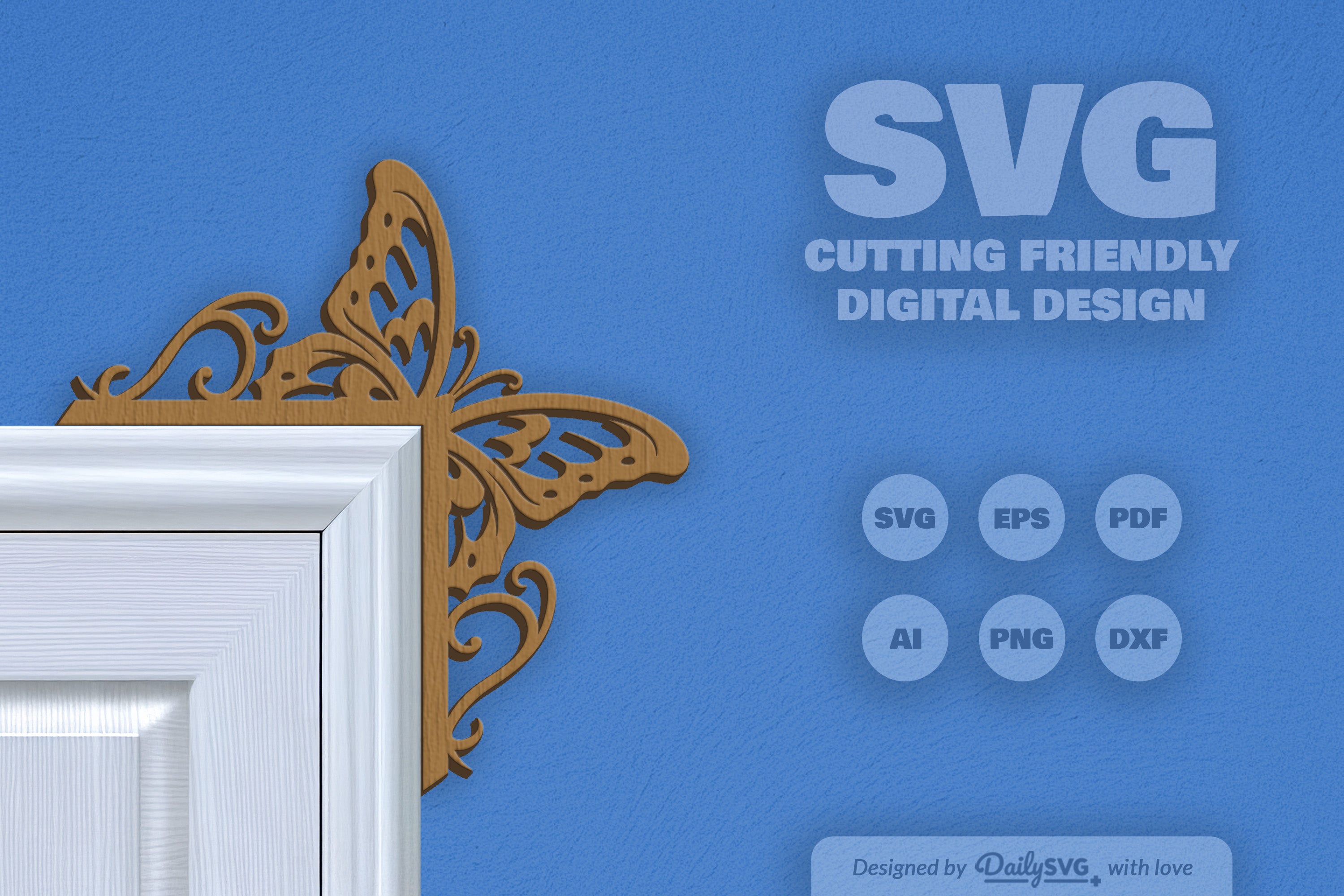 Butterfly Door Corner Laser Cut Clipart Design