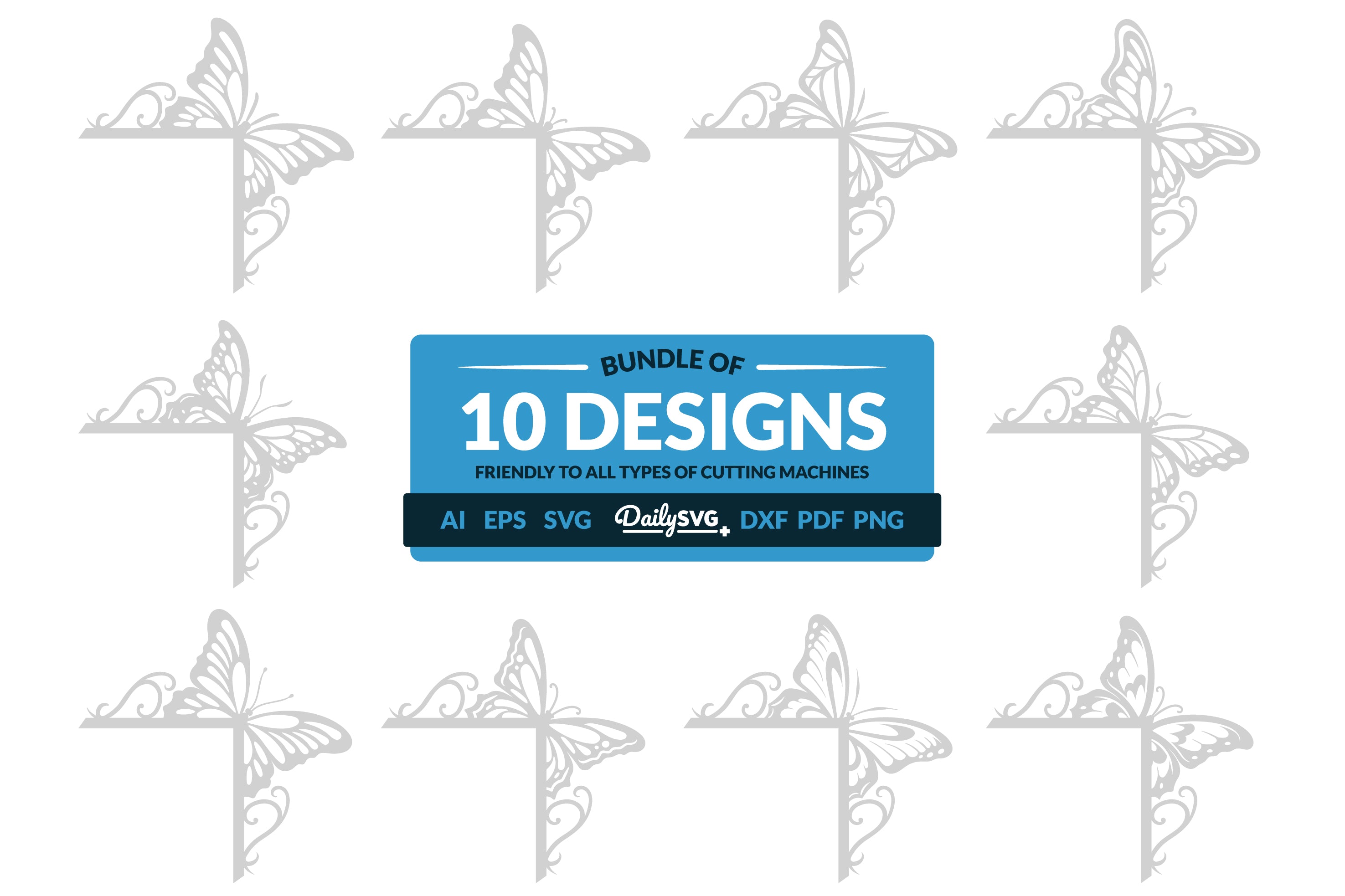 Butterfly Door Corner Laser Cut Clipart Design