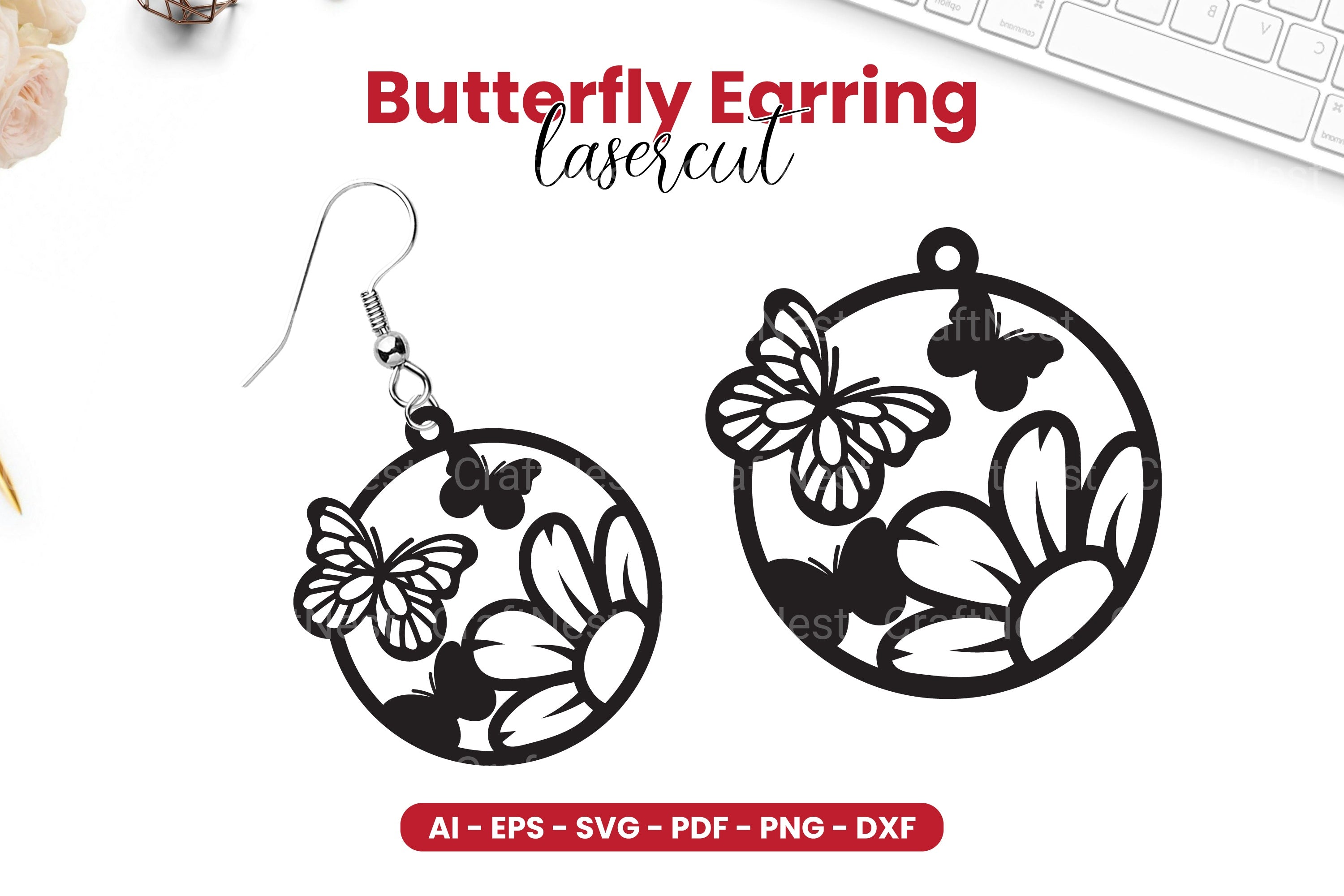 Butterfly Earring Laser Cut SVG Bundle