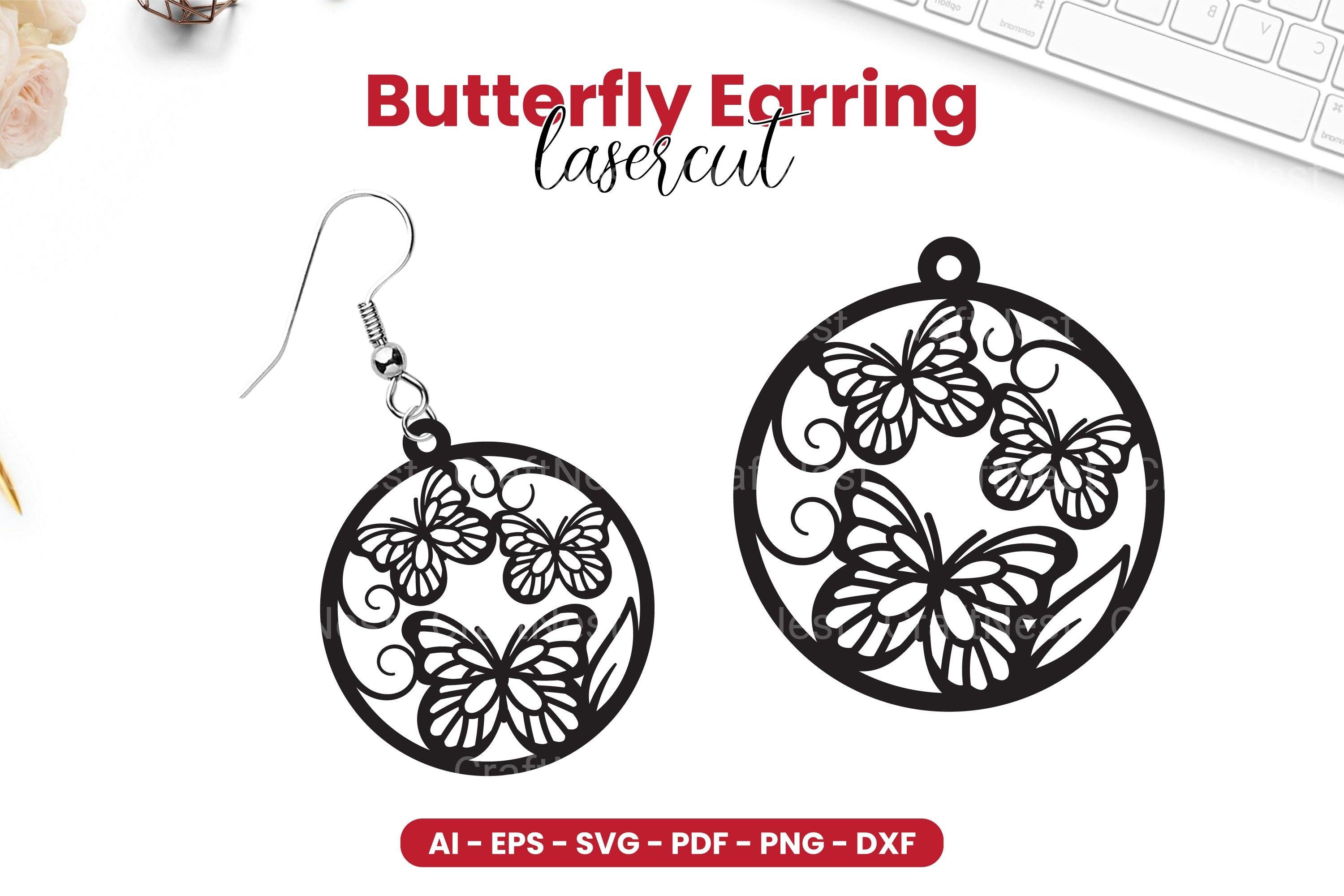 Butterfly Earring Laser Cut SVG Bundle
