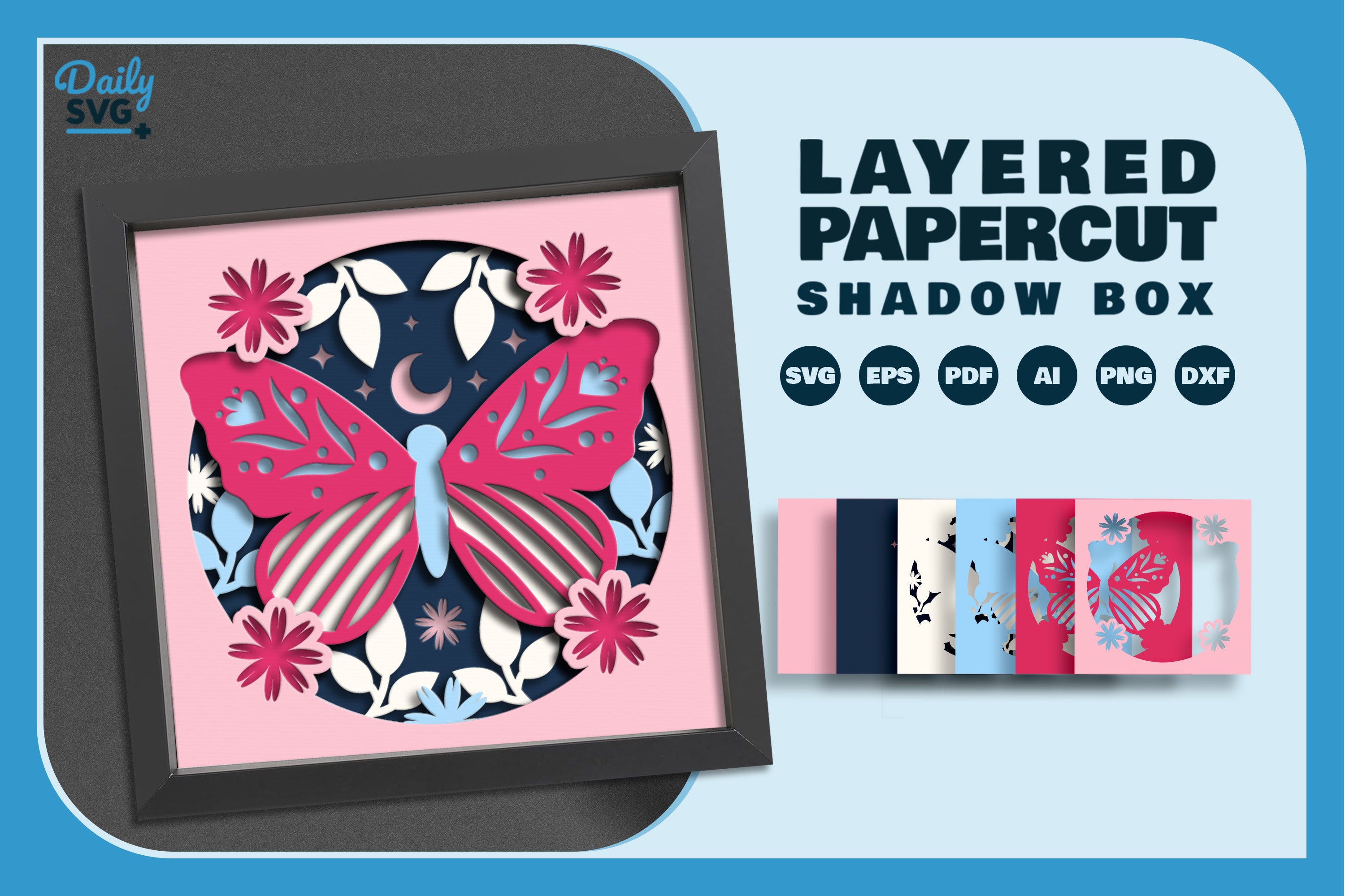 Butterfly Folk Art Papercut Square SVG Bundle