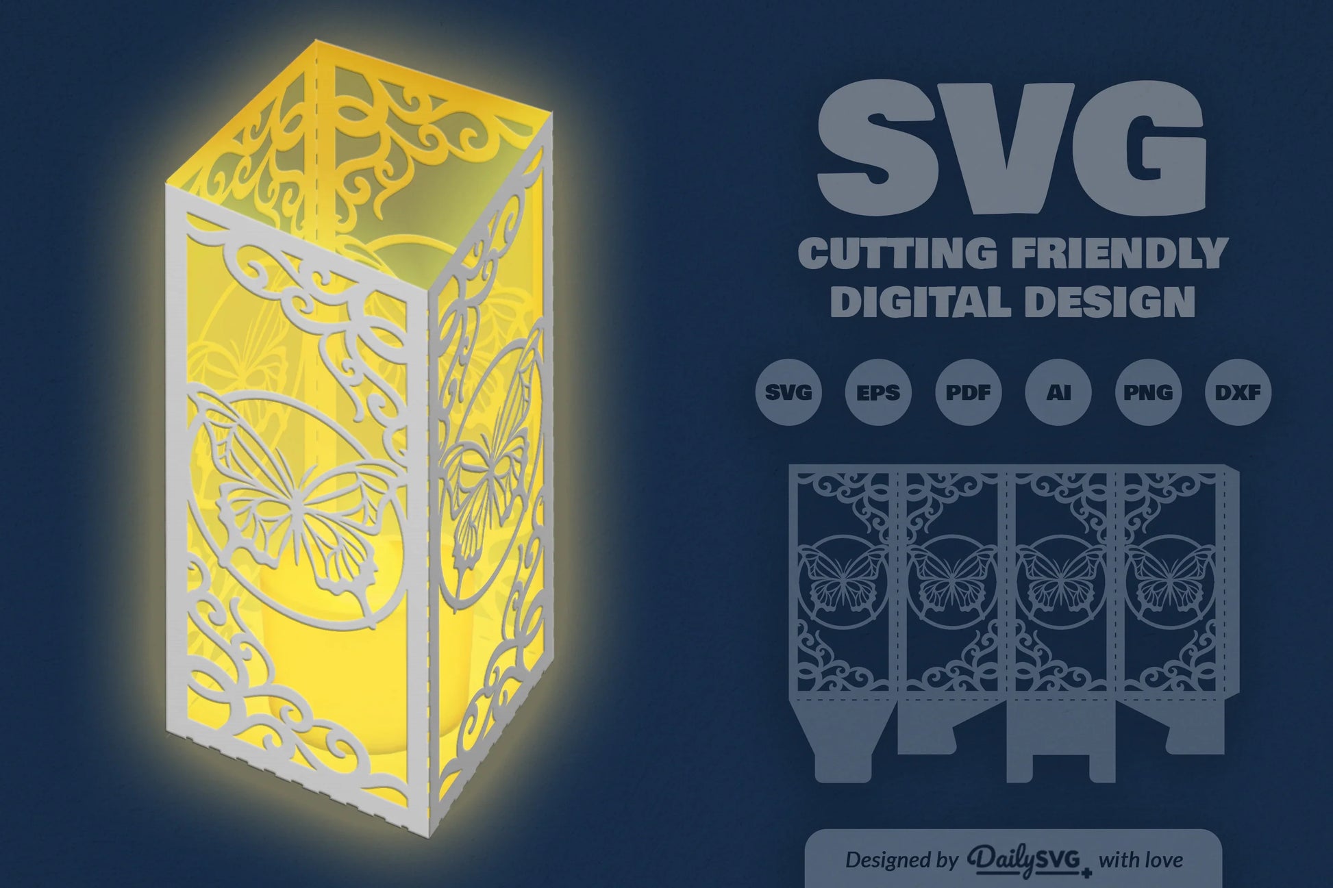 Butterfly Lantern Paper Cut Clipart - Daily SVG Bundles - CraftNest - Digital Crafting and Art