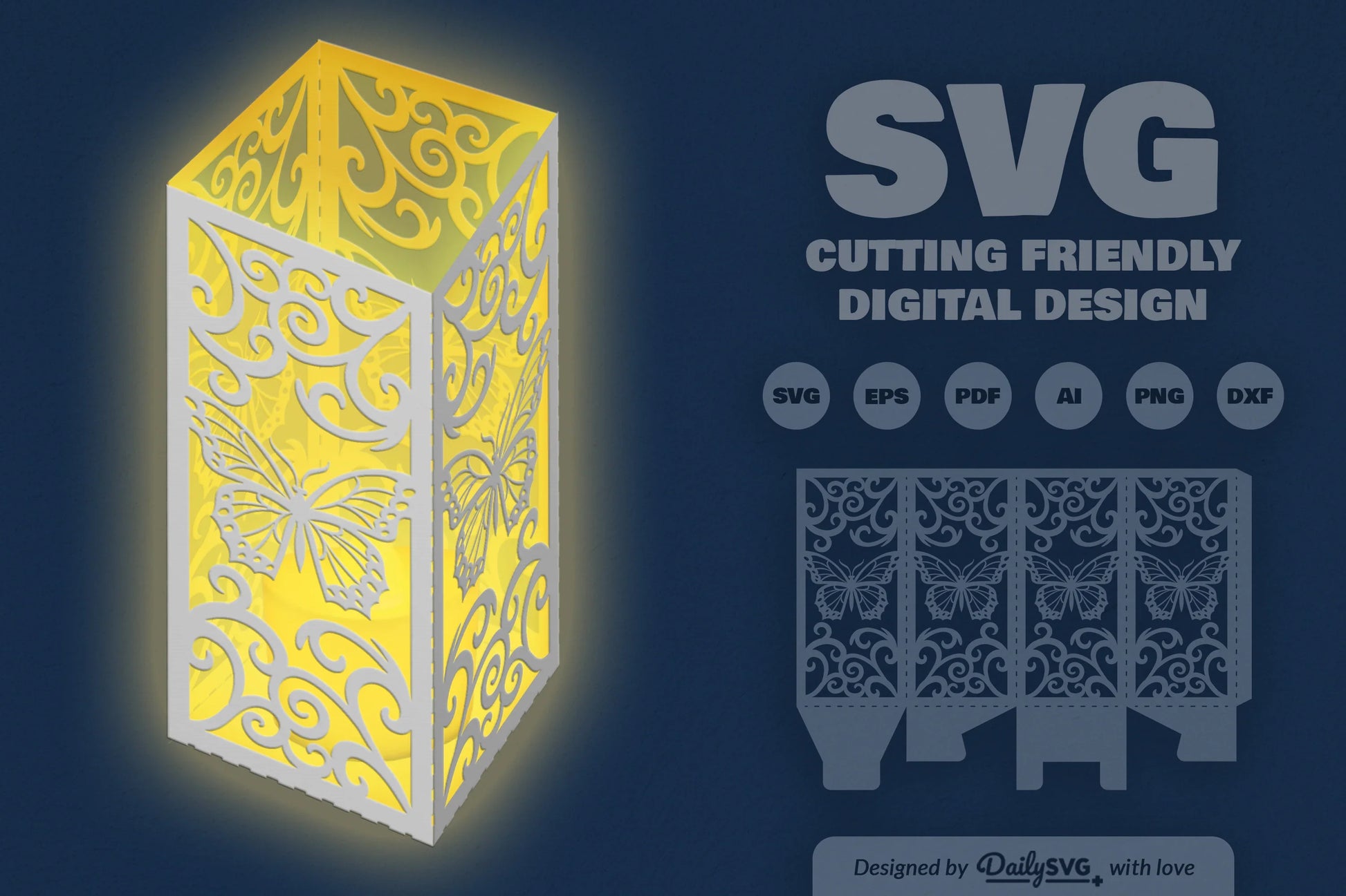 Butterfly Lantern Paper Cut Clipart - Daily SVG Bundles - CraftNest - Digital Crafting and Art