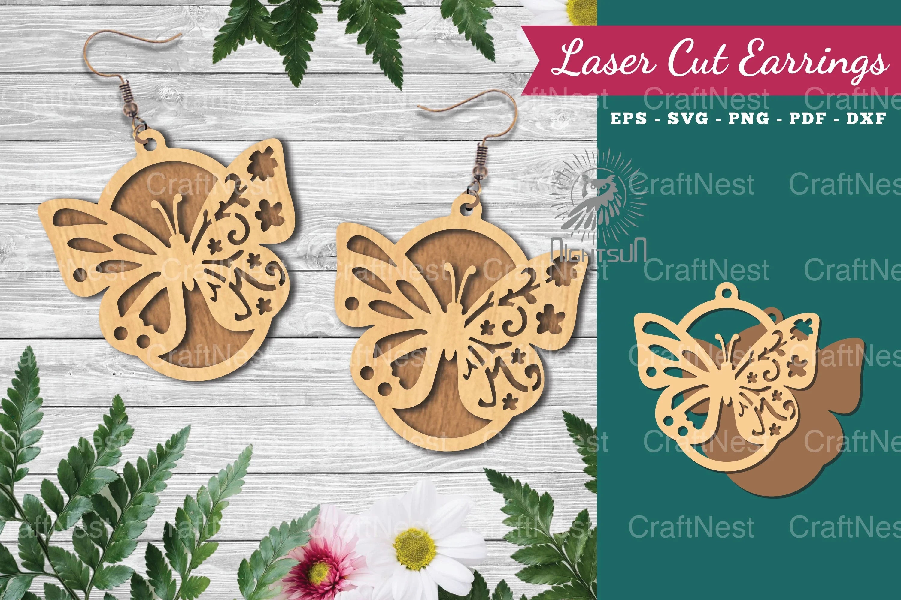 Butterfly Laser Cut Earrings Design Bundle - CraftNest - Digital Crafting and Art