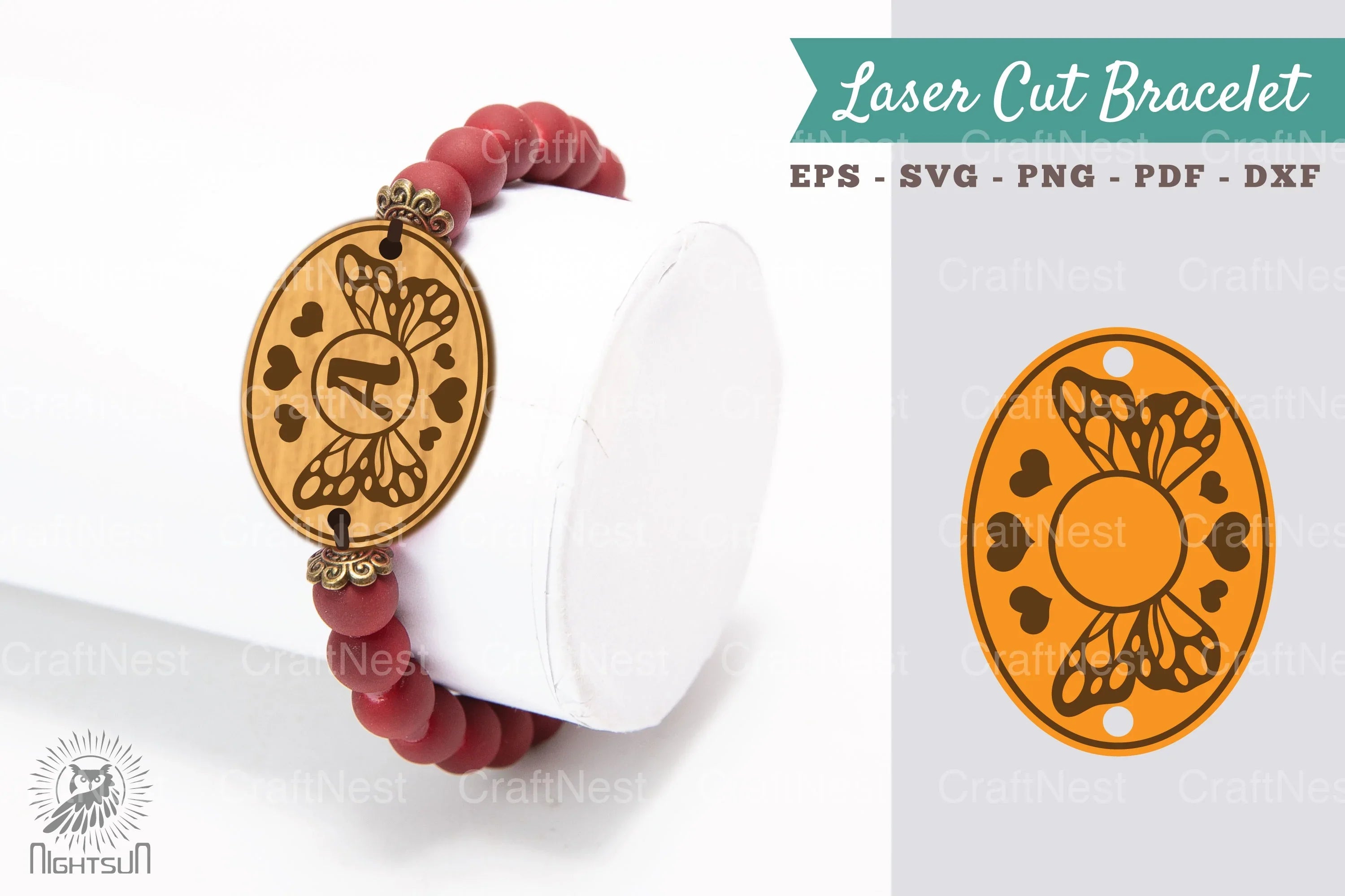 Butterfly Monogram Laser Cut Bracelet Design Bundle - CraftNest - Digital Crafting and Art