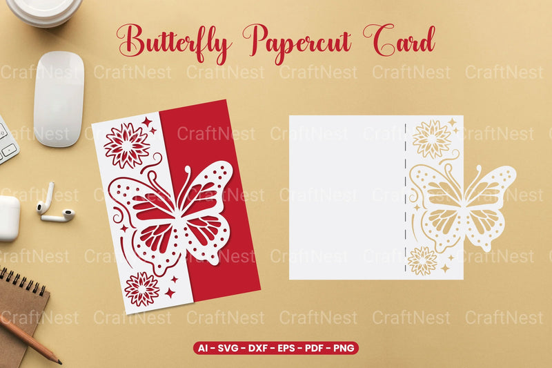 Butterfly Papercut Card SVG Bundle - CraftNest - Digital Crafting and Art