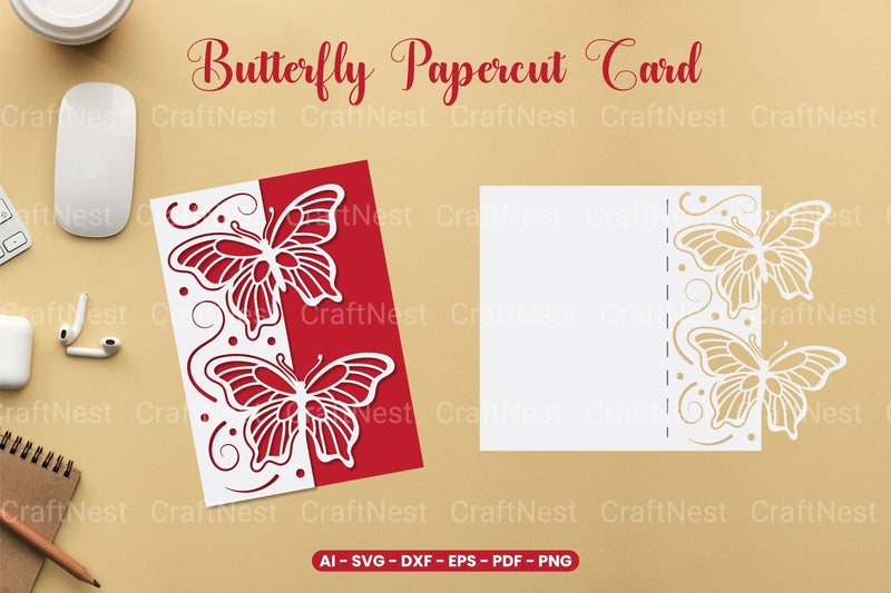 Butterfly Papercut Card SVG Bundle Clipart - CraftNest - Digital Crafting and Art