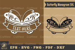 Butterfly Ribbon Monogram SVG Bundle - CraftNest - Digital Crafting and Art