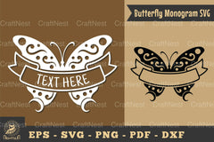 Butterfly Ribbon Monogram SVG Bundle - CraftNest - Digital Crafting and Art