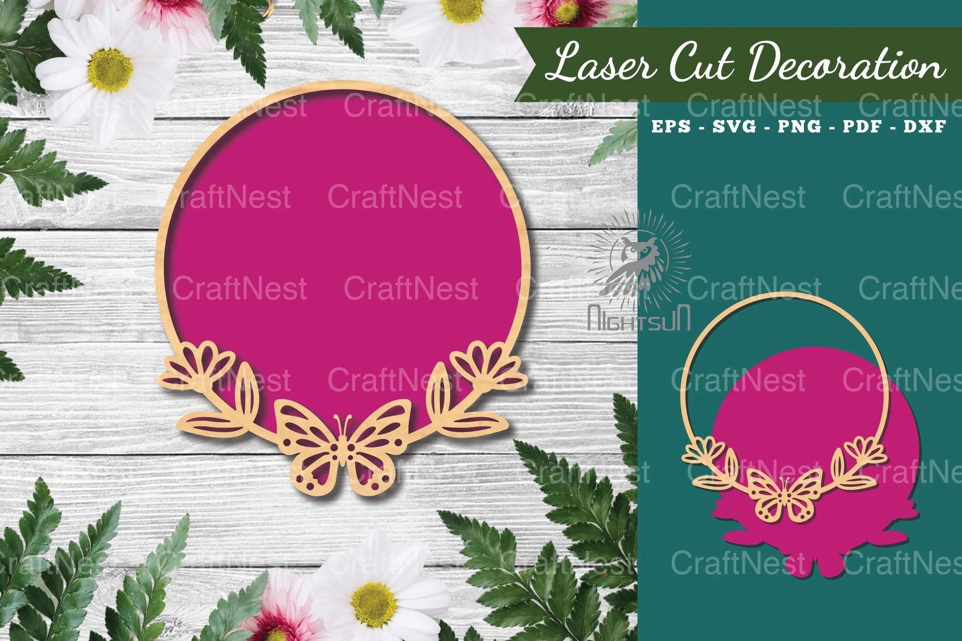 Butterfly Round Laser Cut Sign Clipart Bundle - CraftNest - Digital Crafting and Art
